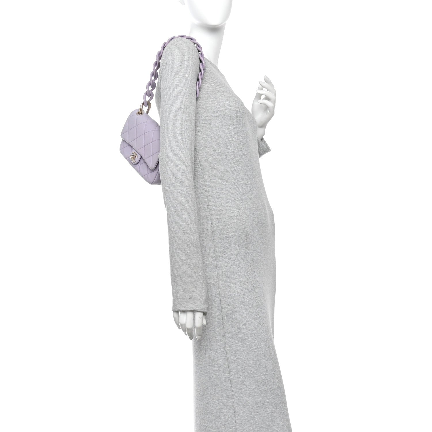 Caviar Quilted Funky Match Mini Flap Light Purple — view 2