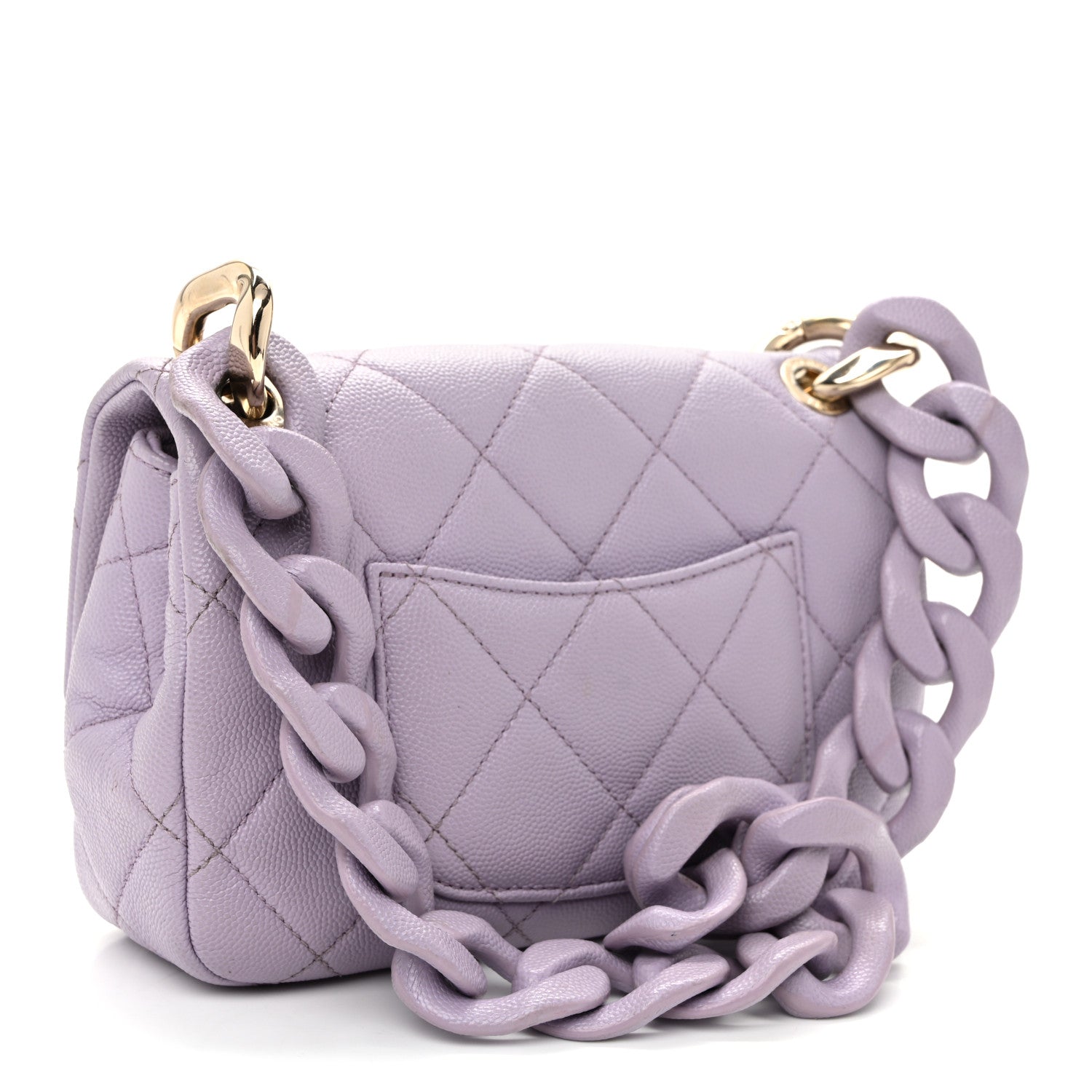 Caviar Quilted Funky Match Mini Flap Light Purple — view 3