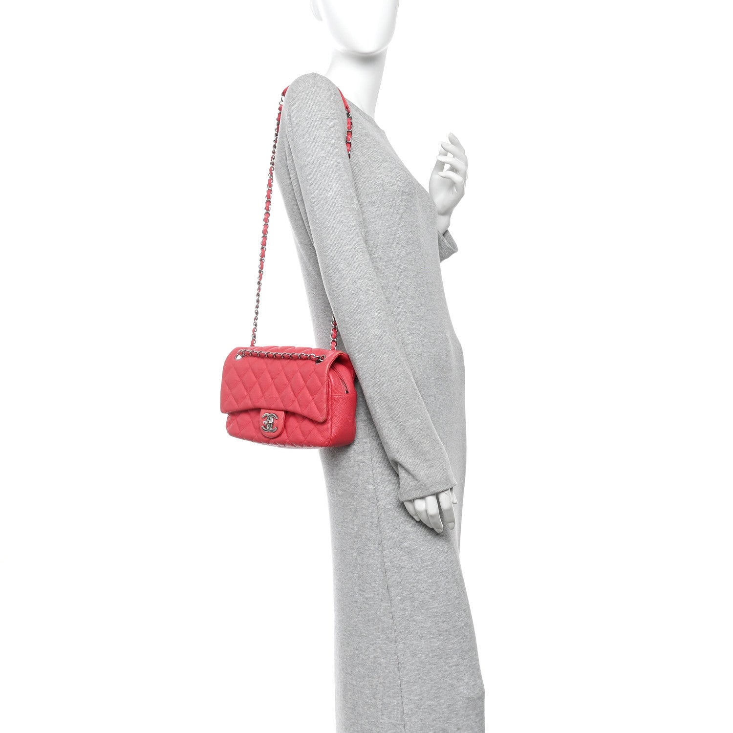 Caviar Quilted Medium Easy Flap Coral — view 2