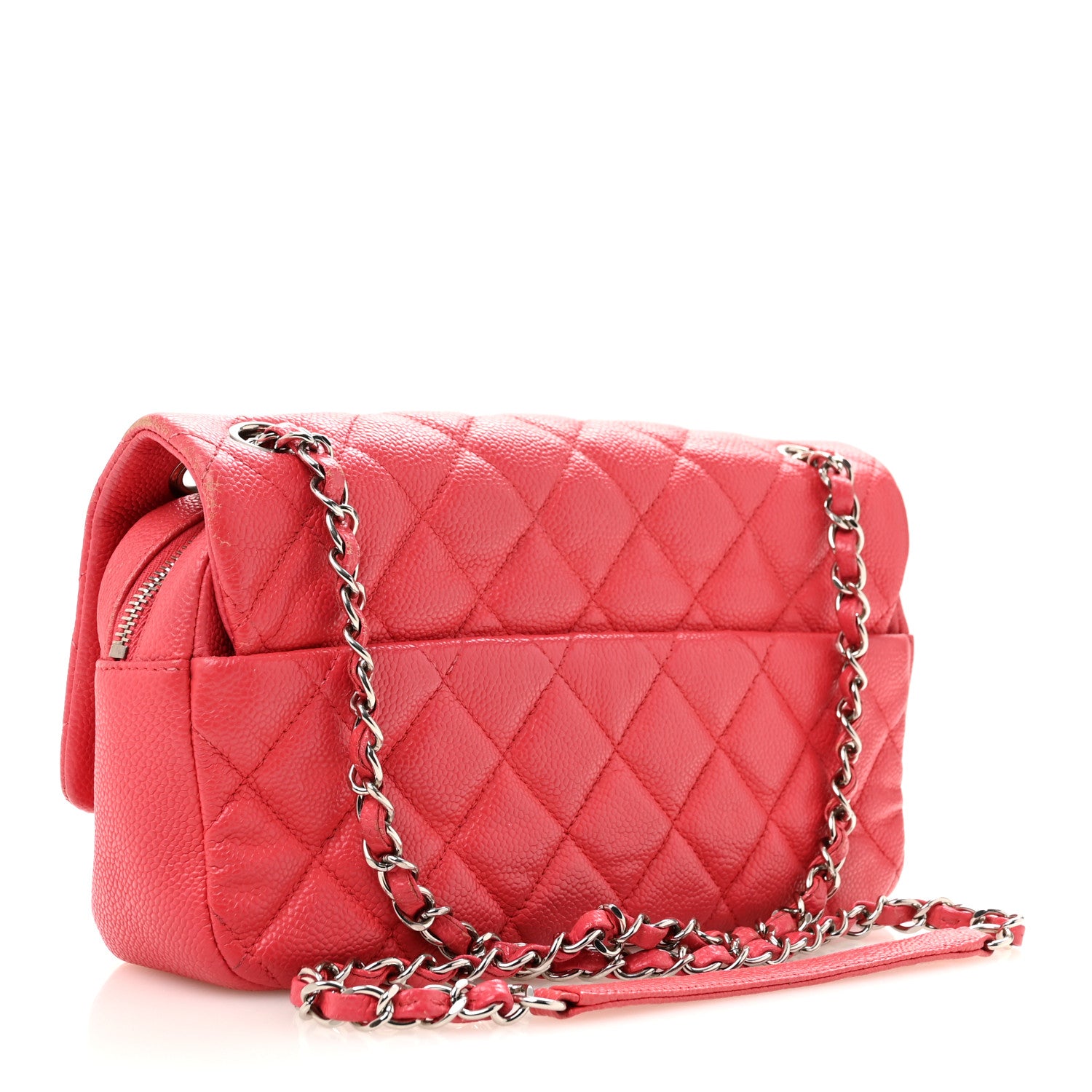 Caviar Quilted Medium Easy Flap Coral — view 3