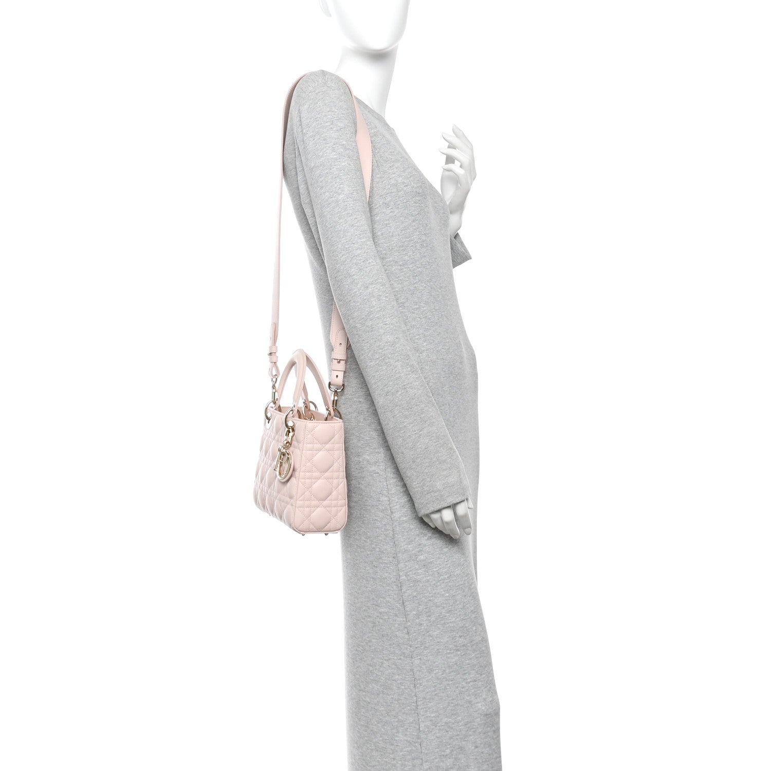 Lambskin Cannage Small My ABCDior Lady Dior Powder Pink — view 2