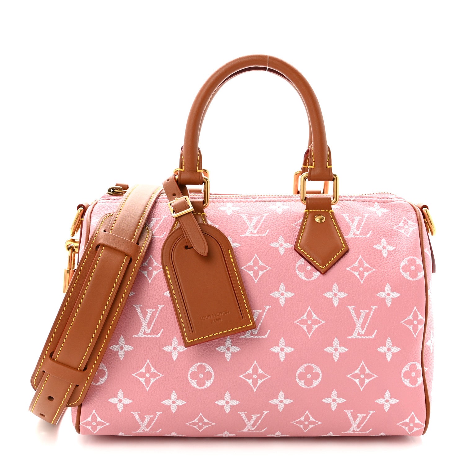Calfskin Monogram Speedy P9 Bandouliere 25 Pink Sakura