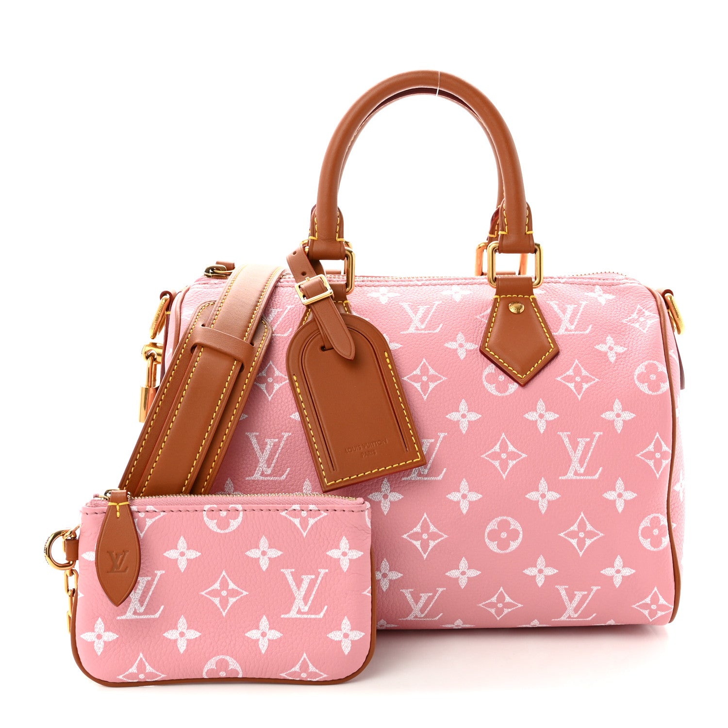 Calfskin Monogram Speedy P9 Bandouliere 25 Pink Sakura — view 3