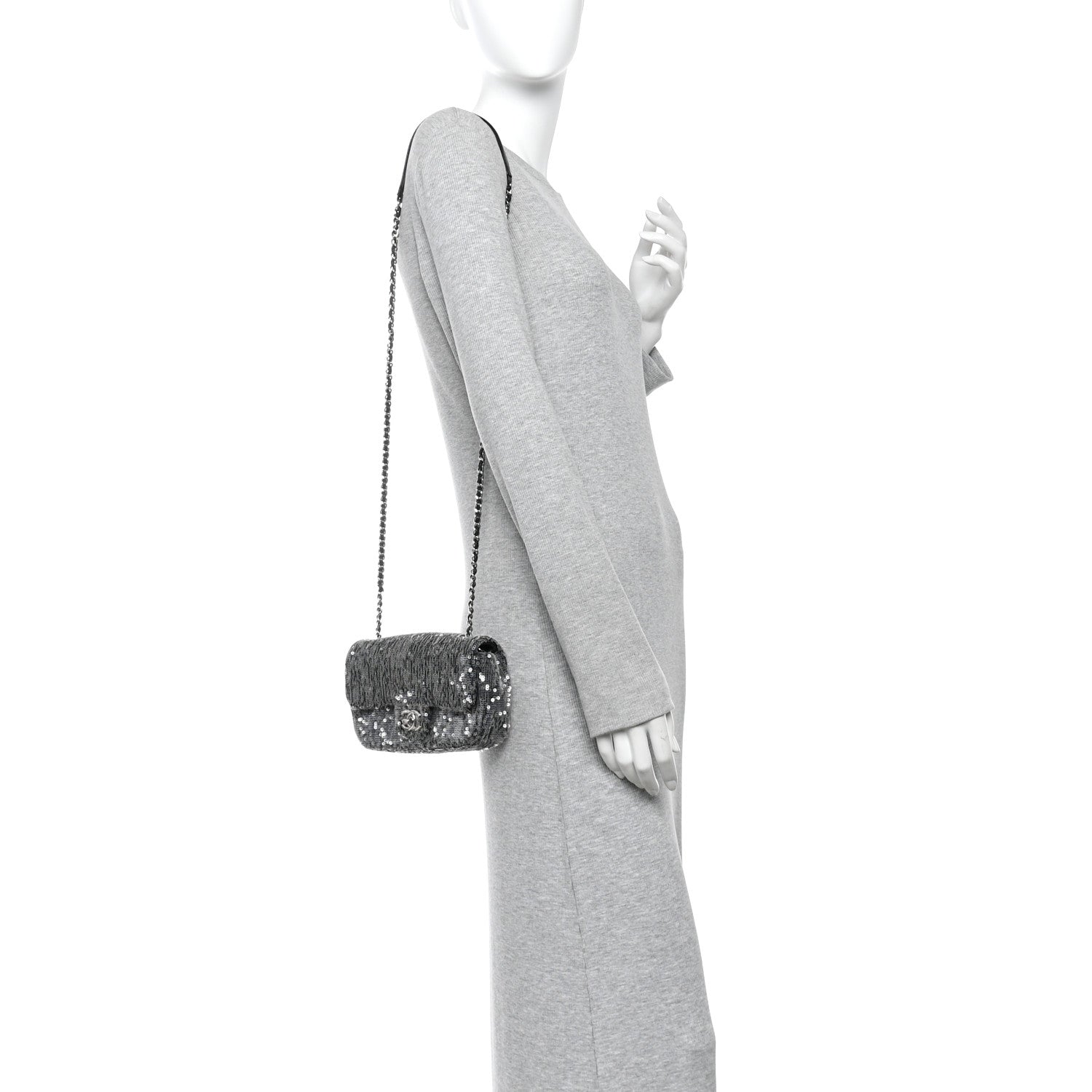Sequin Mini Rectangular Single Flap Black — view 2