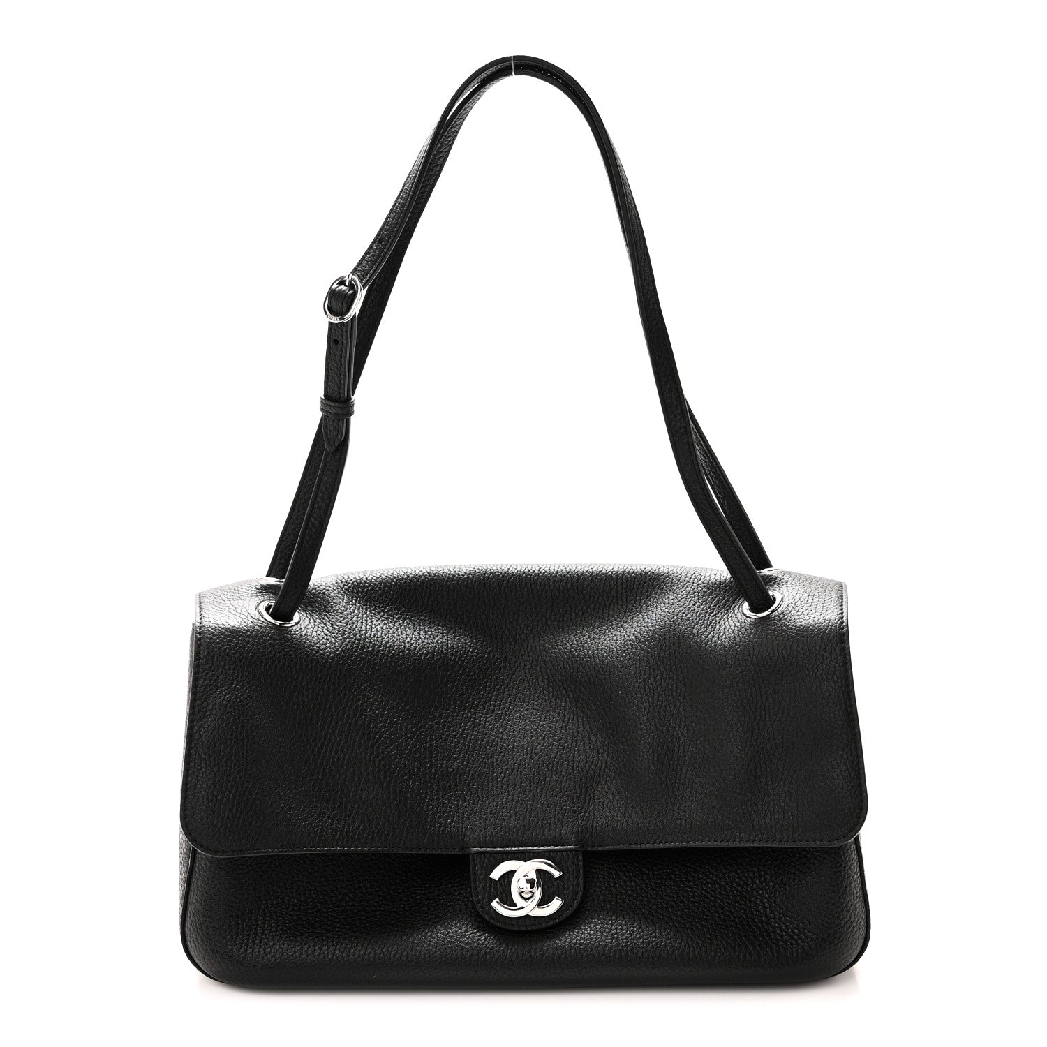 Grained Calfskin Small Souplissimo Maxi Flap Black