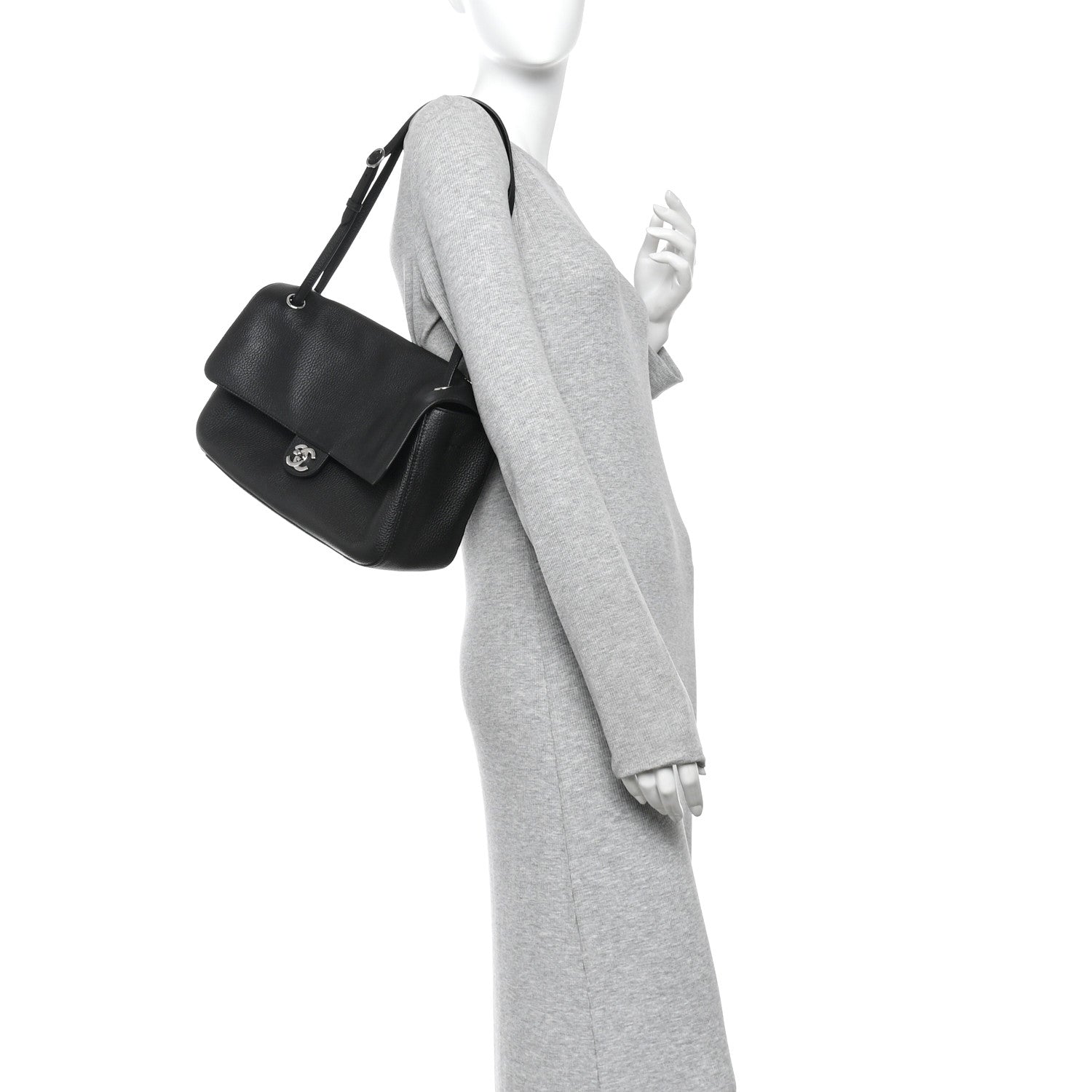 Grained Calfskin Small Souplissimo Maxi Flap Black — view 2