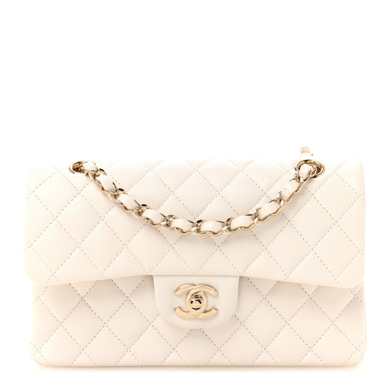 Caviar Quilted Small Double Flap White