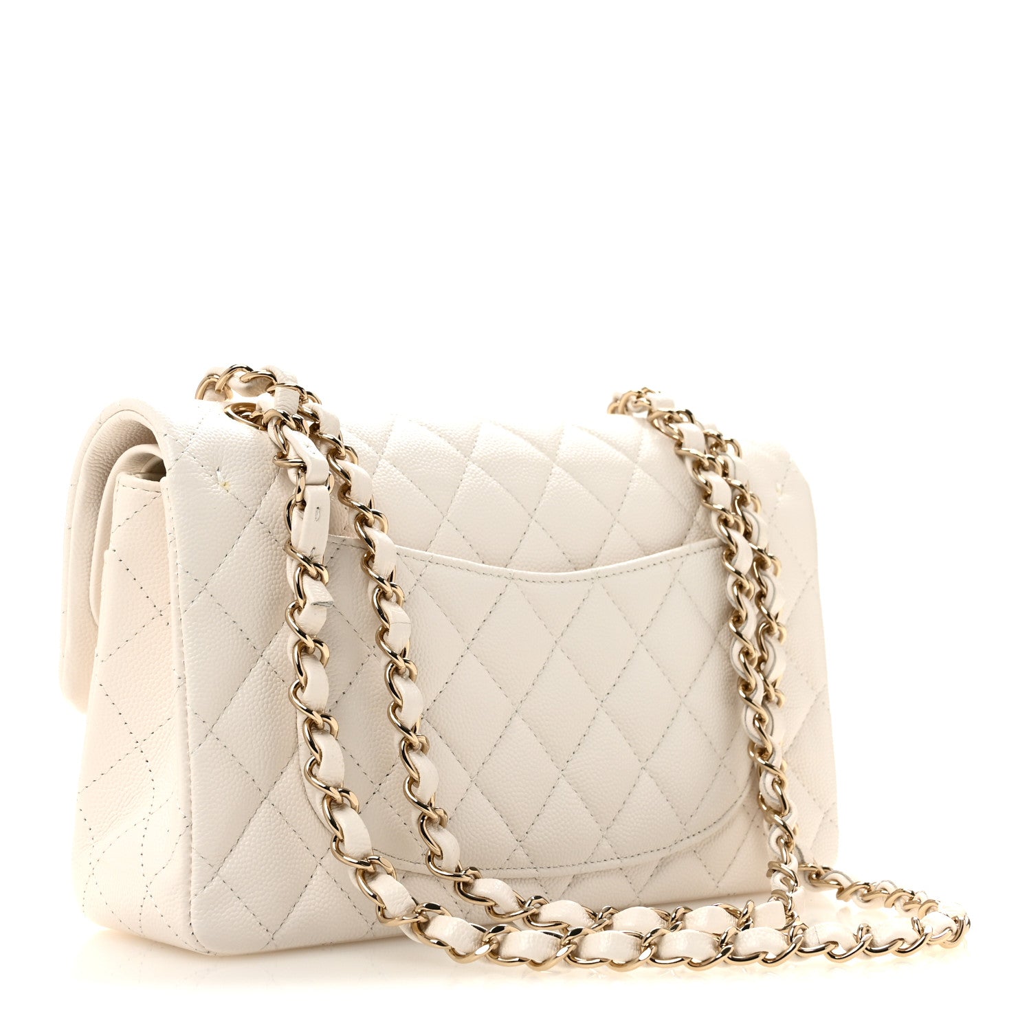 Caviar Quilted Small Double Flap White — view 3