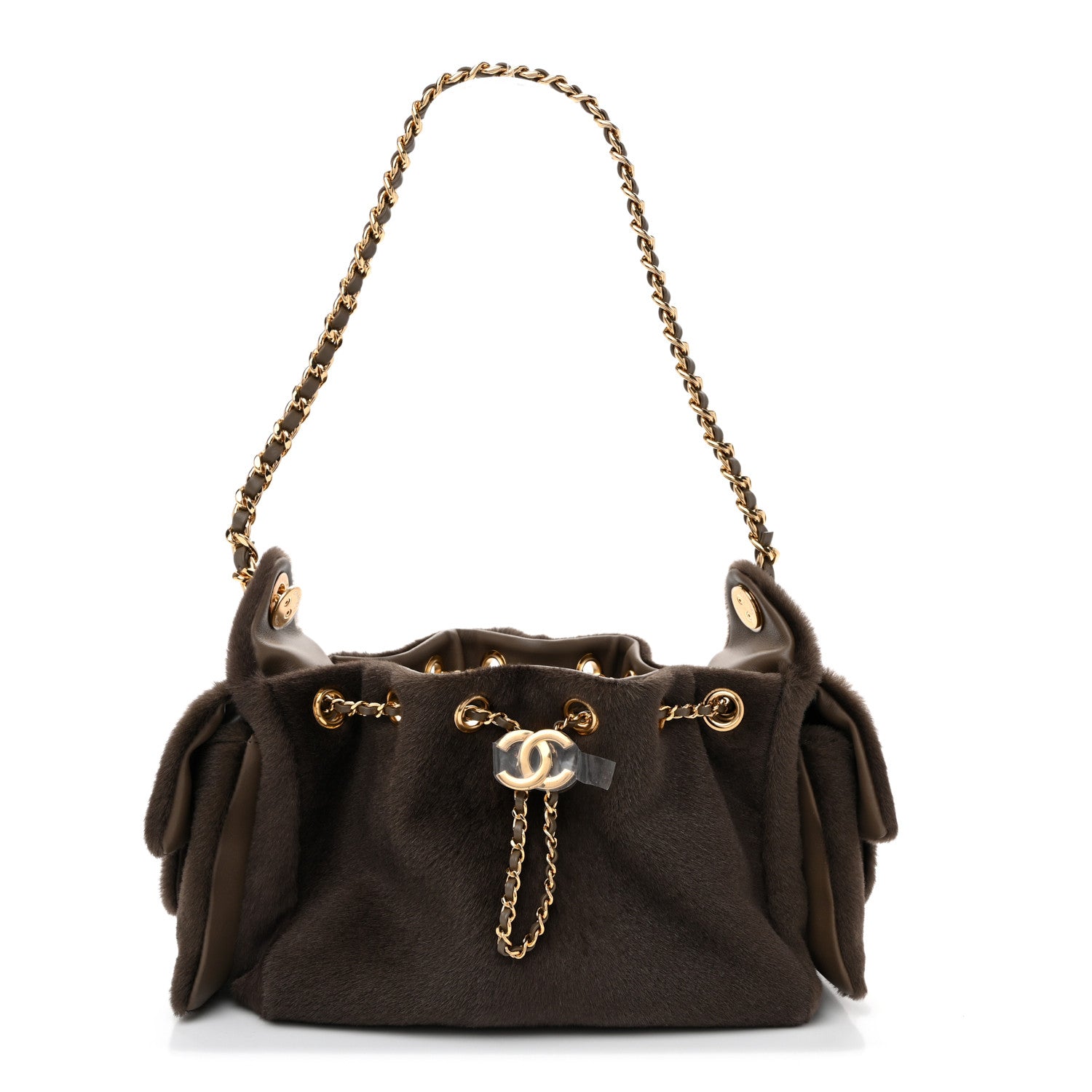 Pony Hair Mini Chanel 25 Handbag Dark Khaki