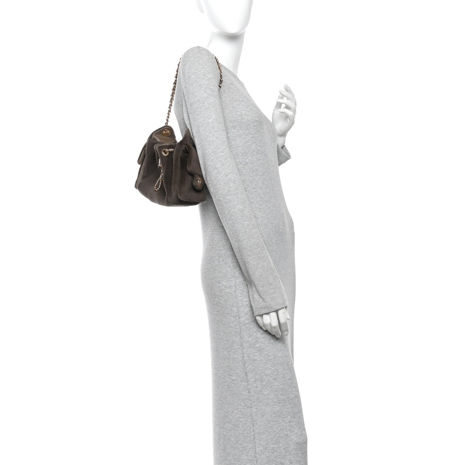 Pony Hair Mini Chanel 25 Handbag Dark Khaki — view 2