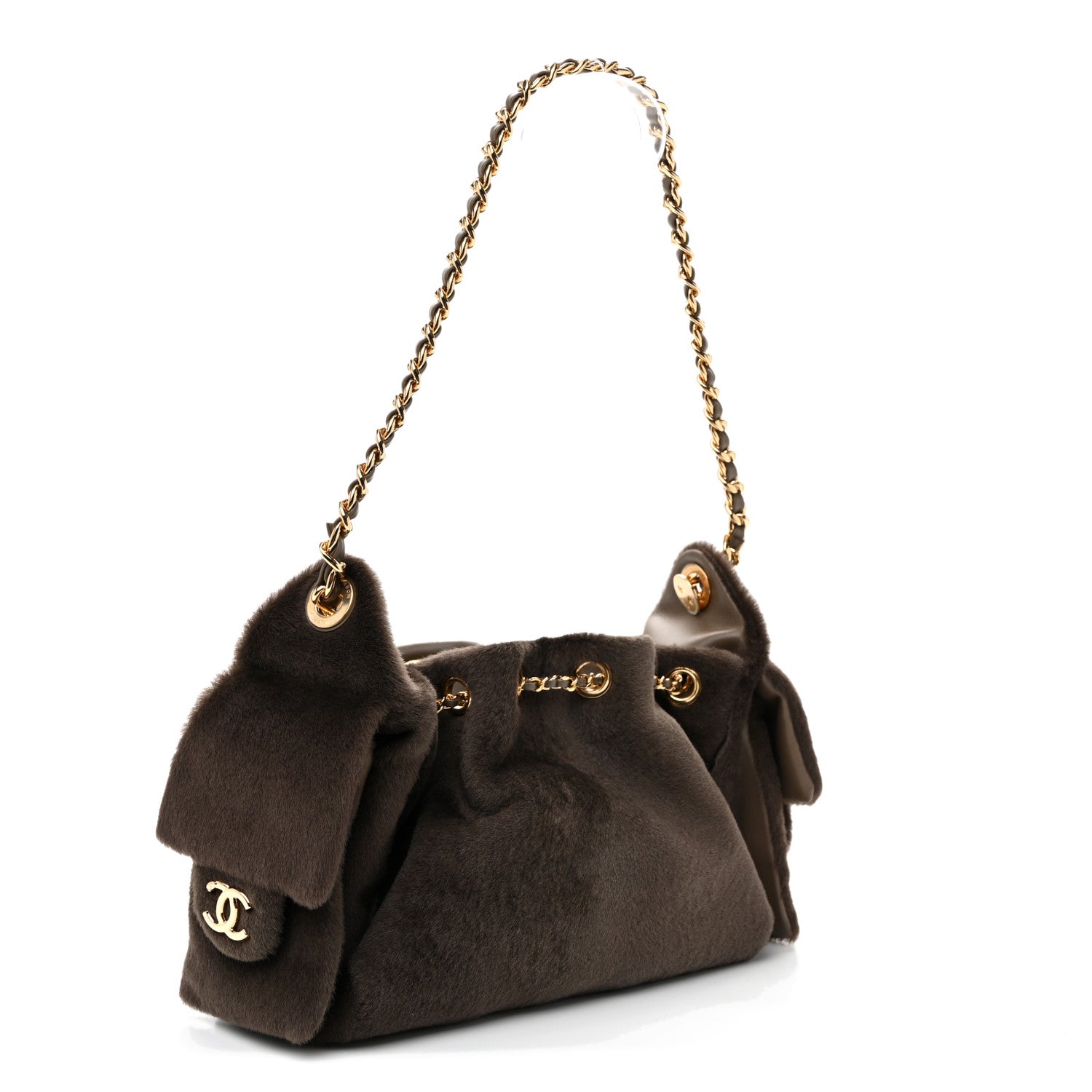 Pony Hair Mini Chanel 25 Handbag Dark Khaki — view 3