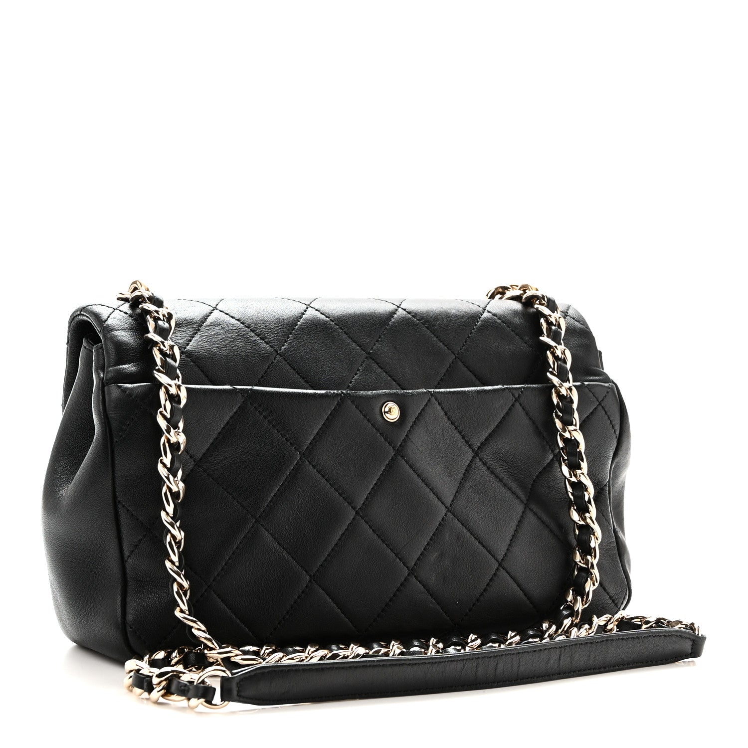 Lambskin Quilted Resin Bi-Color Chain Flap Bag Black — view 3
