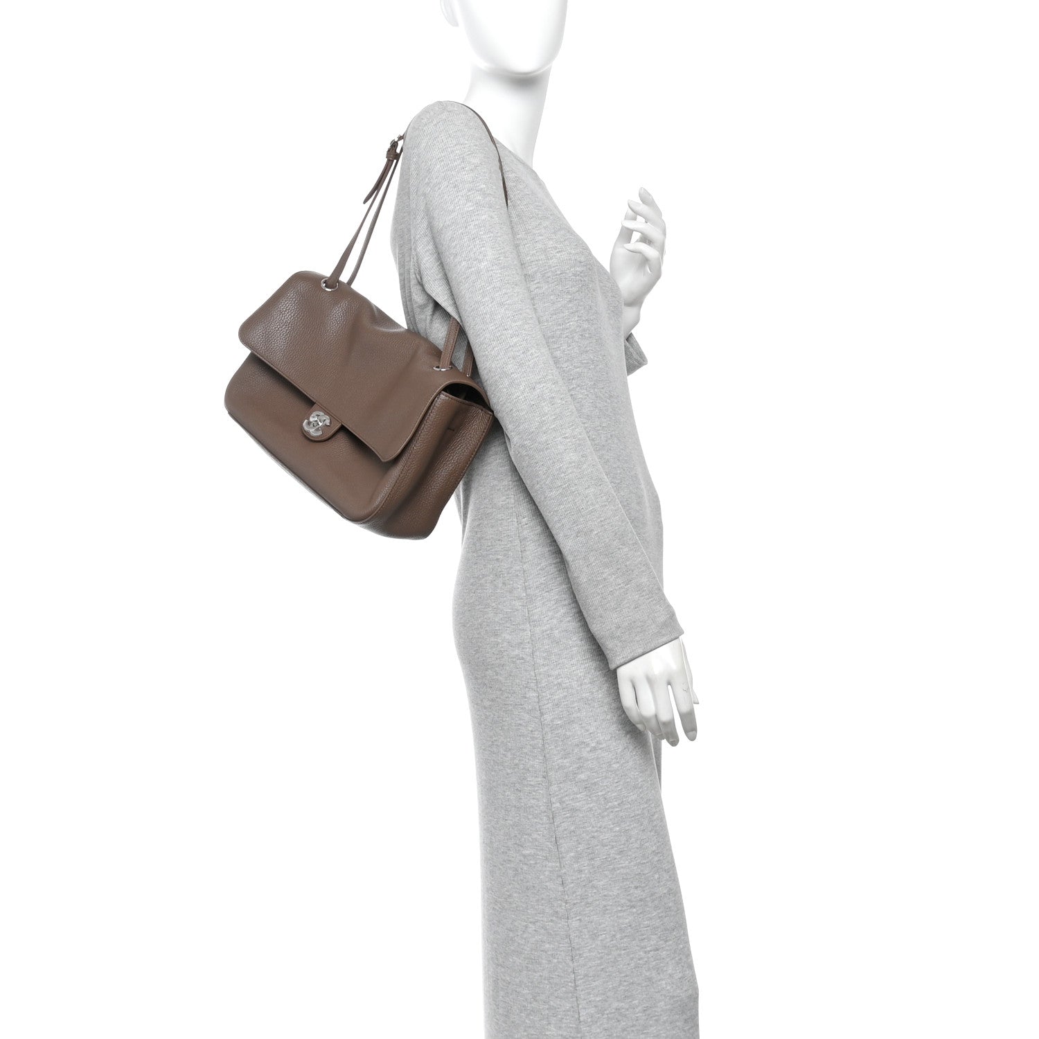 Grained Calfskin Small Souplissimo Maxi Flap Light Brown — view 2