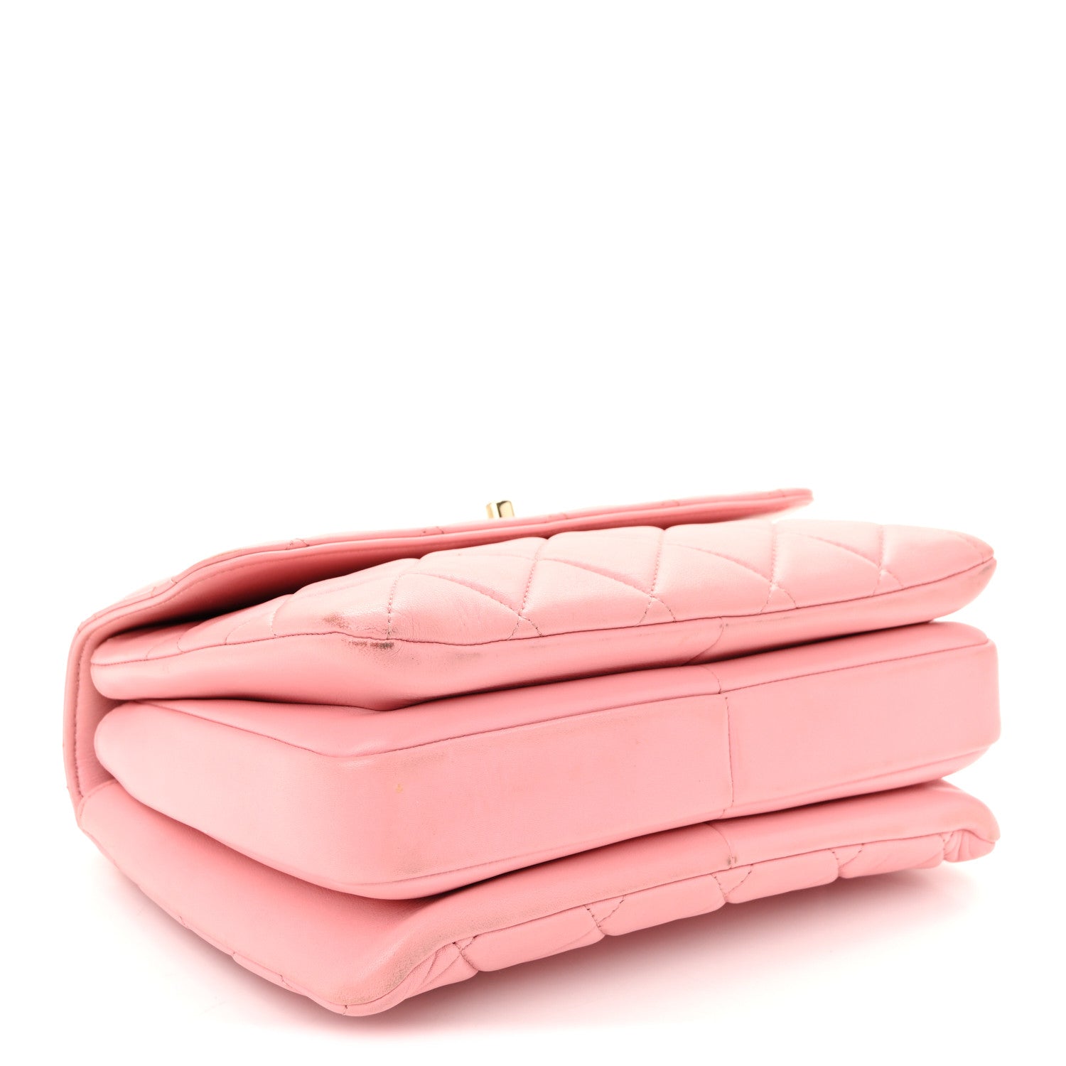 Lambskin Quilted Small Trendy CC Flap Dual Handle Bag Light Pink — view 4