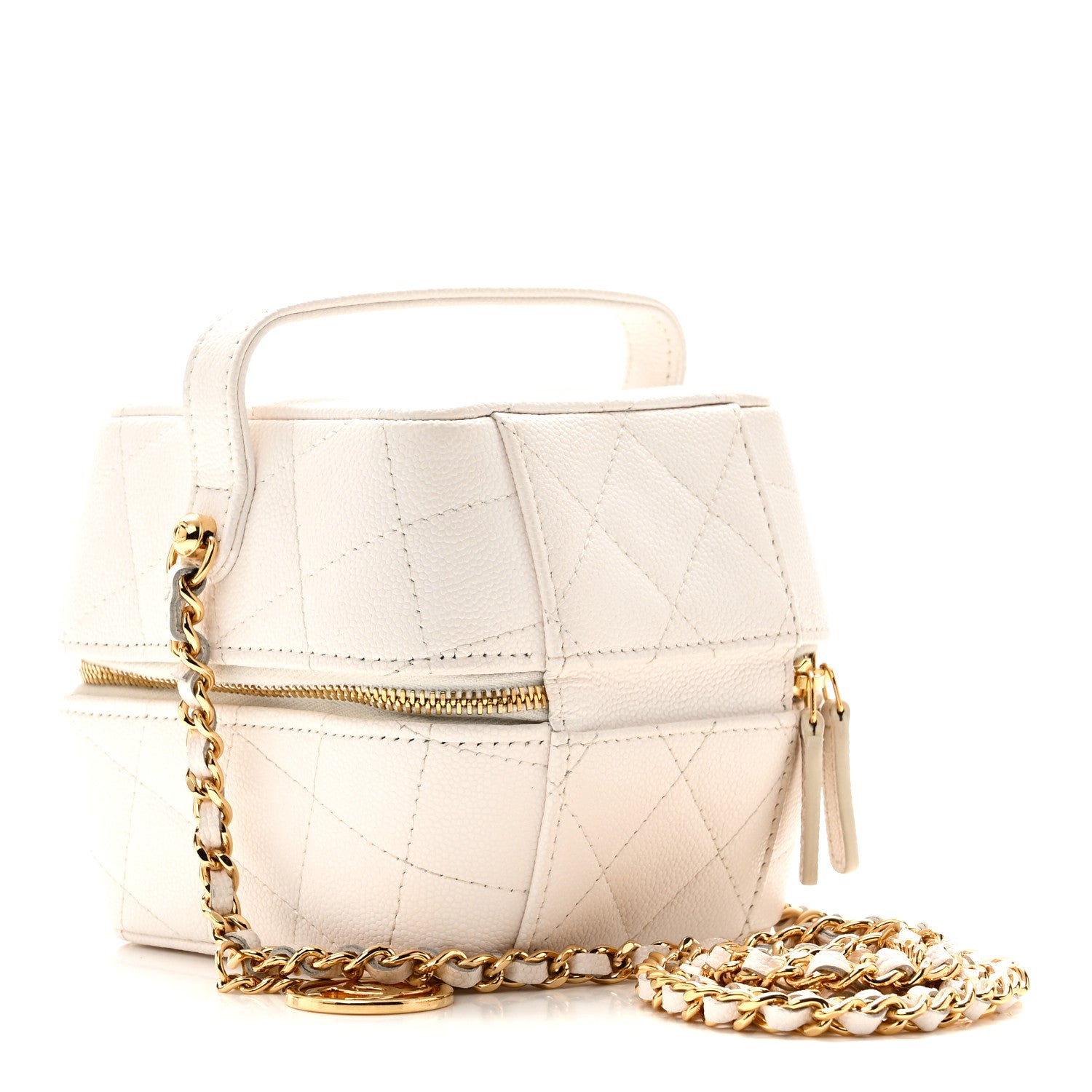 Caviar Quilted Vanity With Chain White — view 3