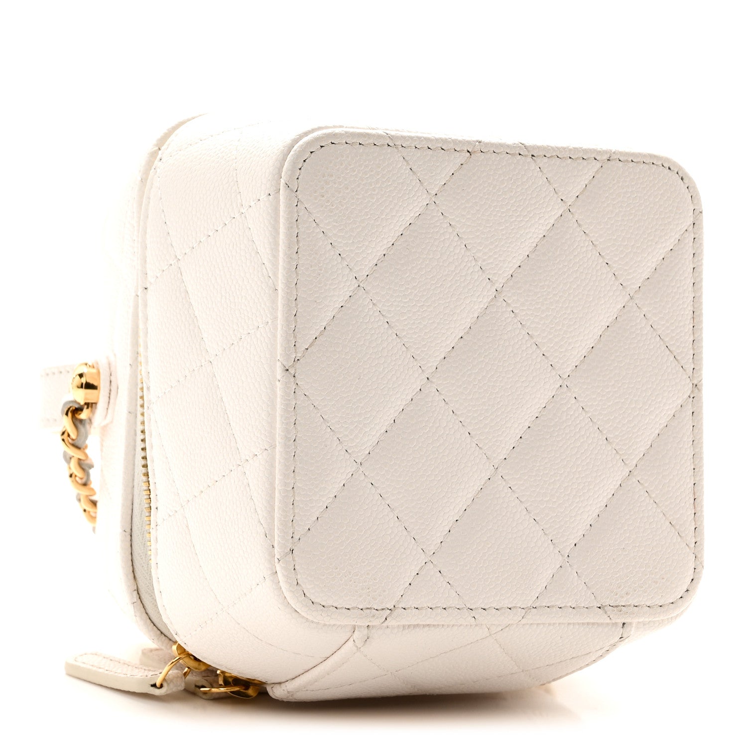 Caviar Quilted Vanity With Chain White — view 4