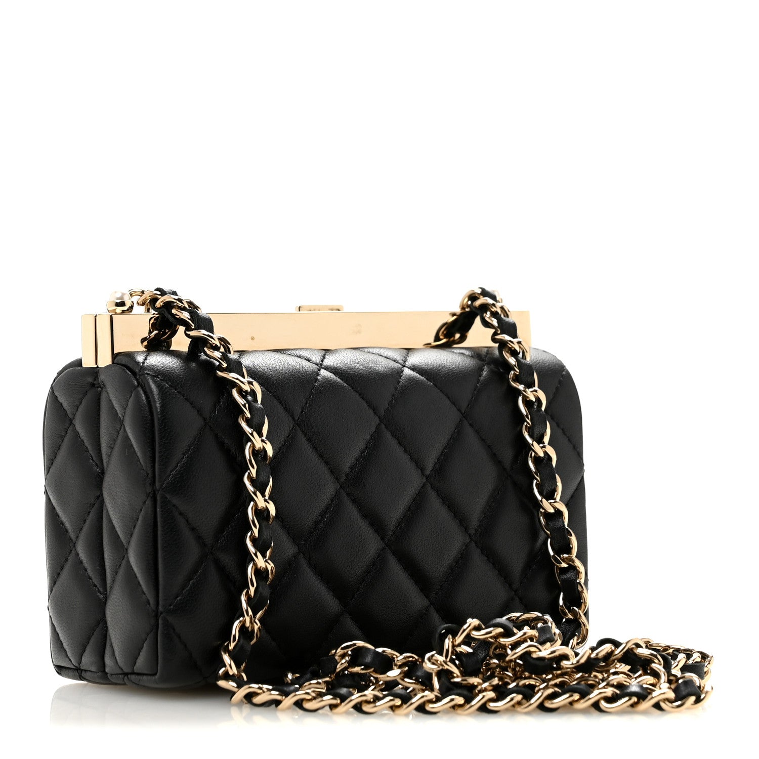 Lambskin Quilted Pearl CC Vanity Case Black — view 3