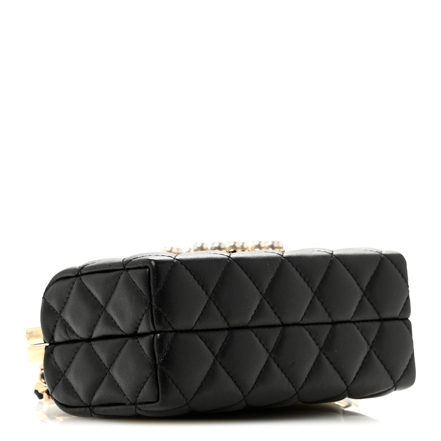 Lambskin Quilted Pearl CC Vanity Case Black — view 4