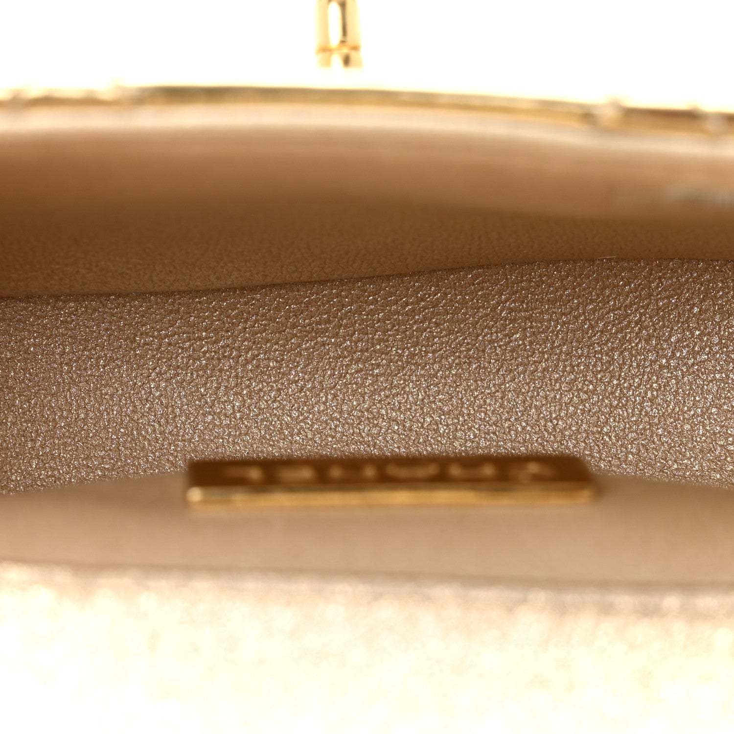 Mirror Metallic Calfskin Quilted Mini Top Handle Flap Gold — view 5