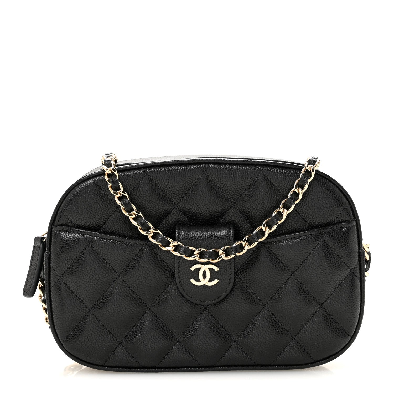 Caviar Quilted Chain Camera Bag Black — view 1