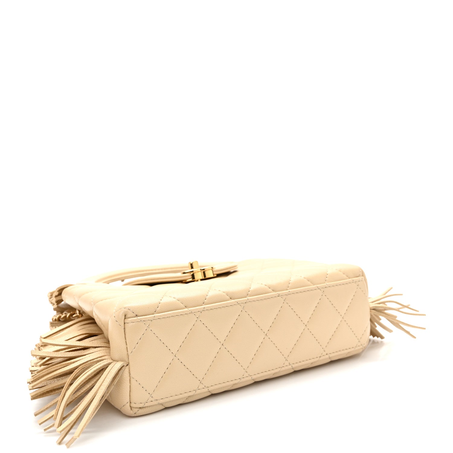Lambskin Fringe Nano Kelly Shopper Beige — view 4
