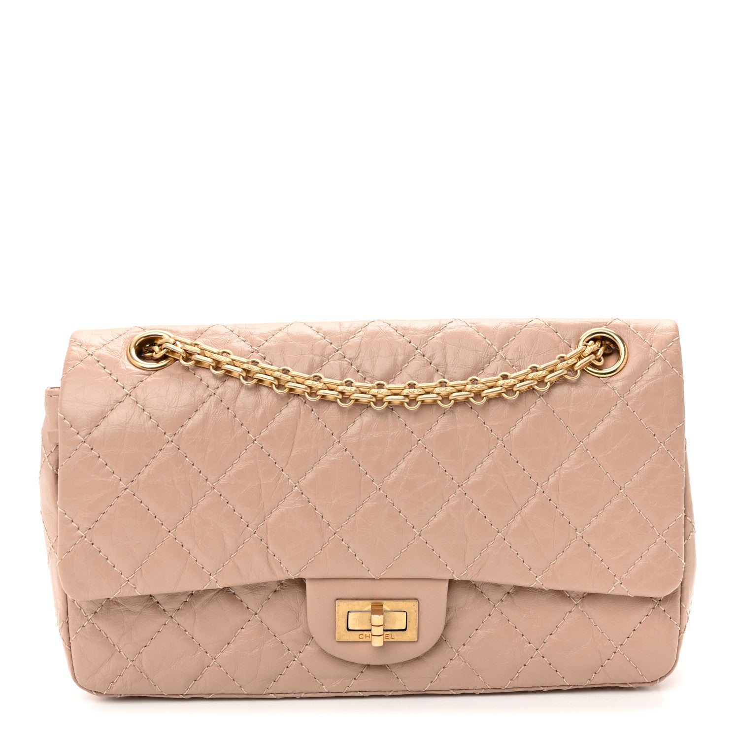 Aged Calfskin Quilted 2.55 Reissue 225 Flap Light Beige