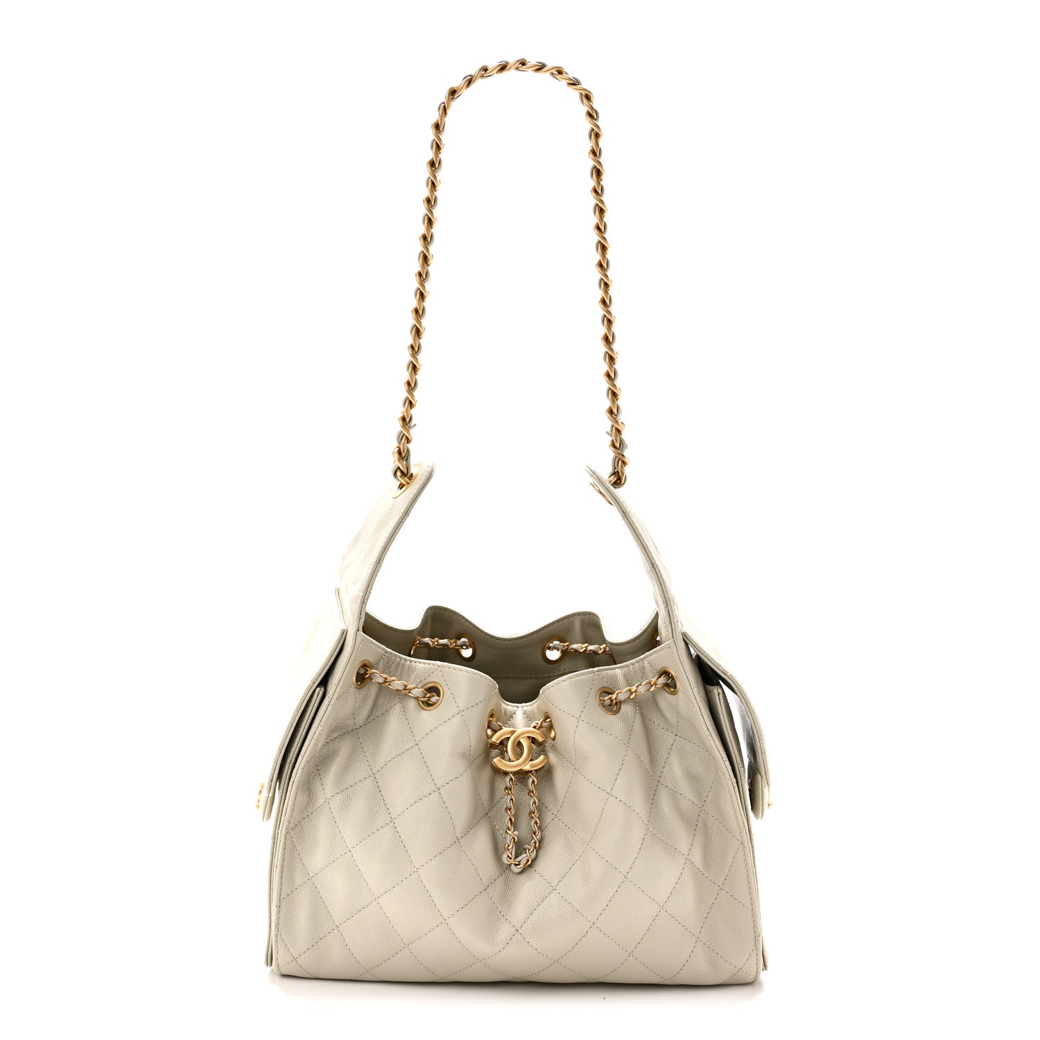 Caviar Quilted Small Chanel 25 Handbag Light Grey