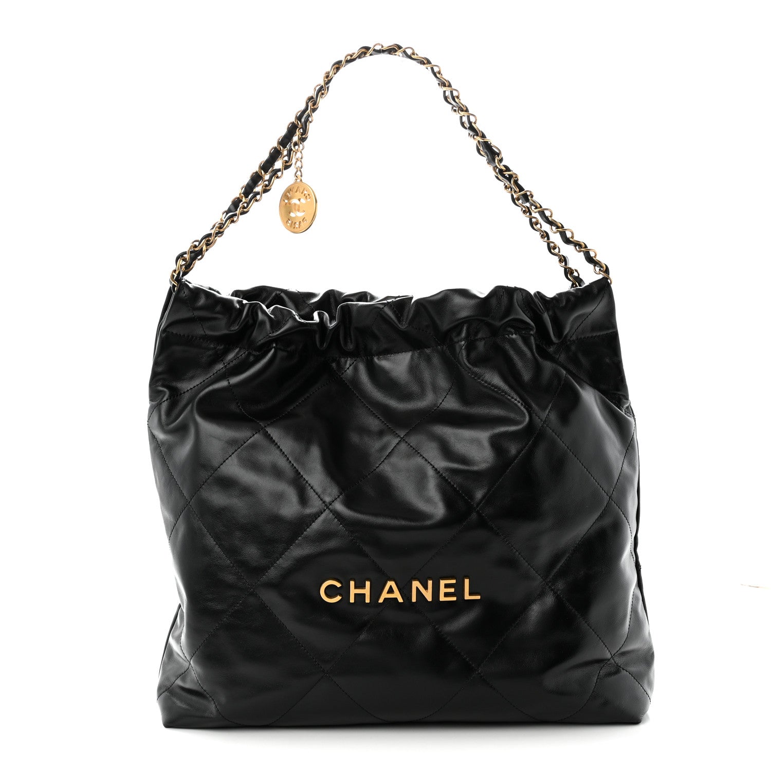 Shiny Calfskin Quilted Chanel 22 Black