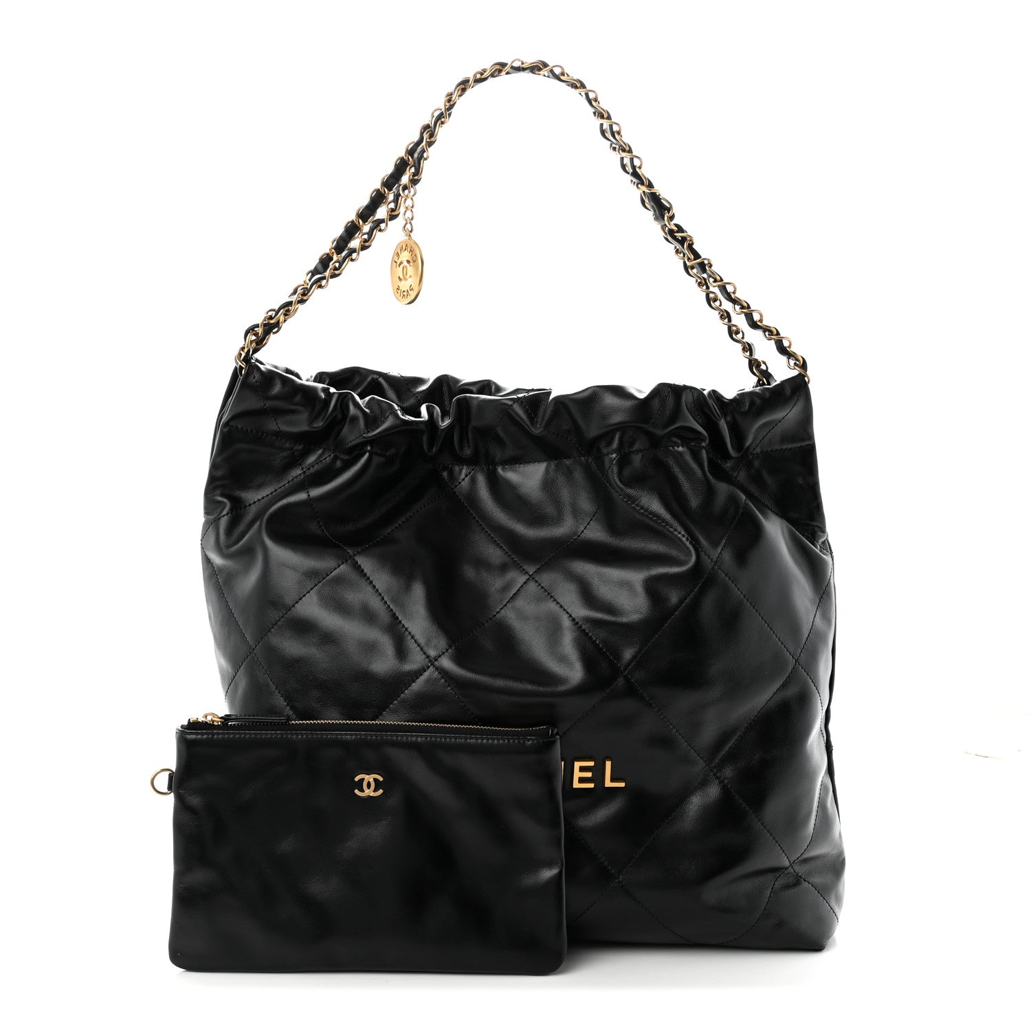 Shiny Calfskin Quilted Chanel 22 Black — view 3