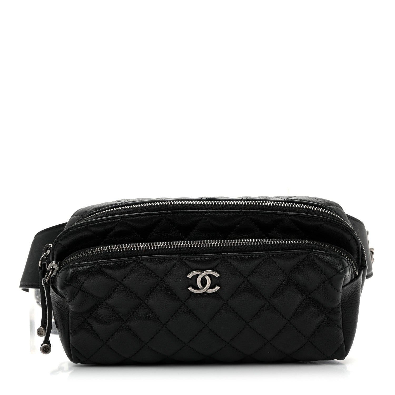 Calfskin Quilted Waist Bag Black