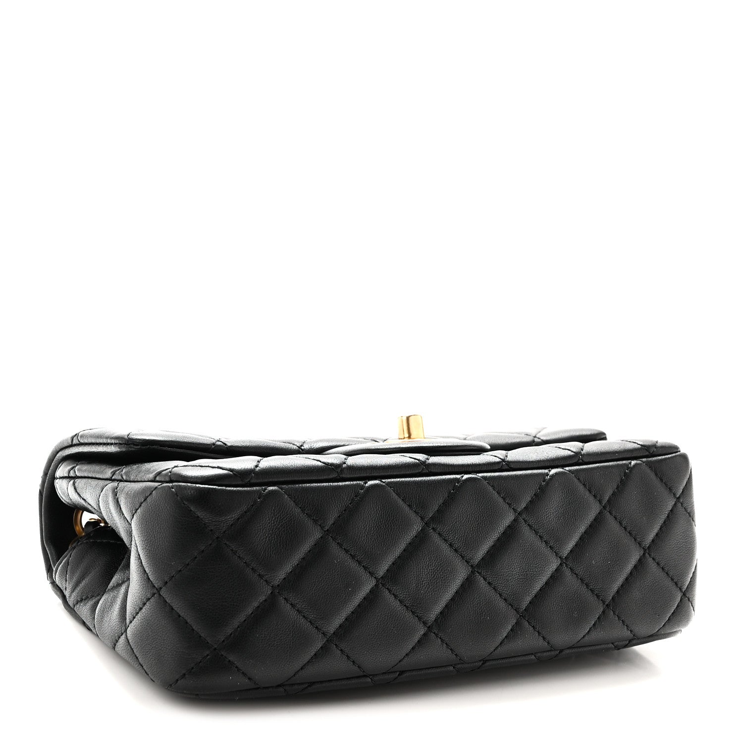 Lambskin Quilted Mini Rectangular Pearl Crush Flap Black — view 4
