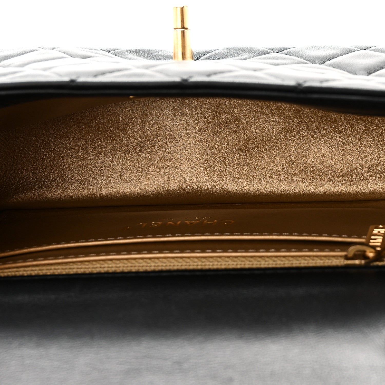 Lambskin Quilted Mini Rectangular Pearl Crush Flap Black — view 5