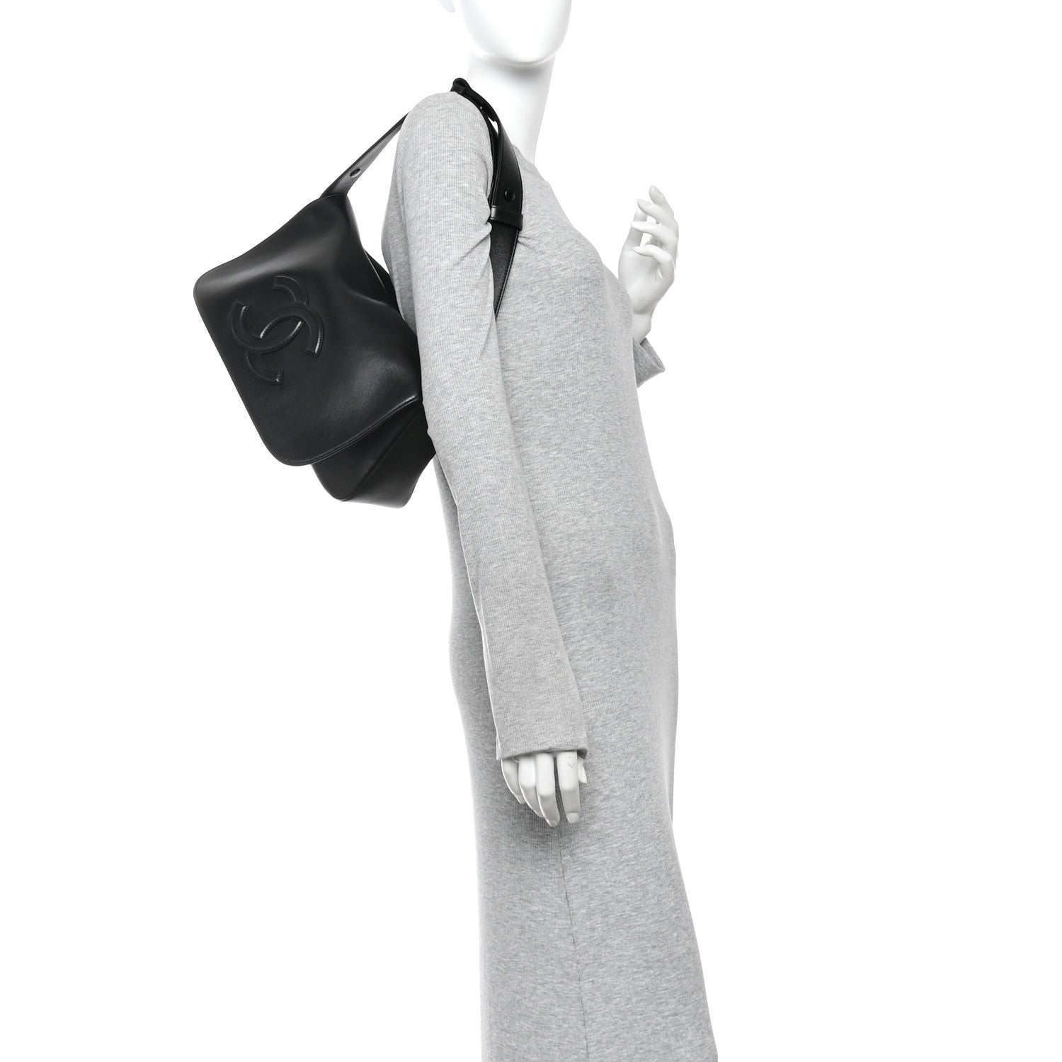 Lambskin CC Maxi Messenger Bag Black — view 2