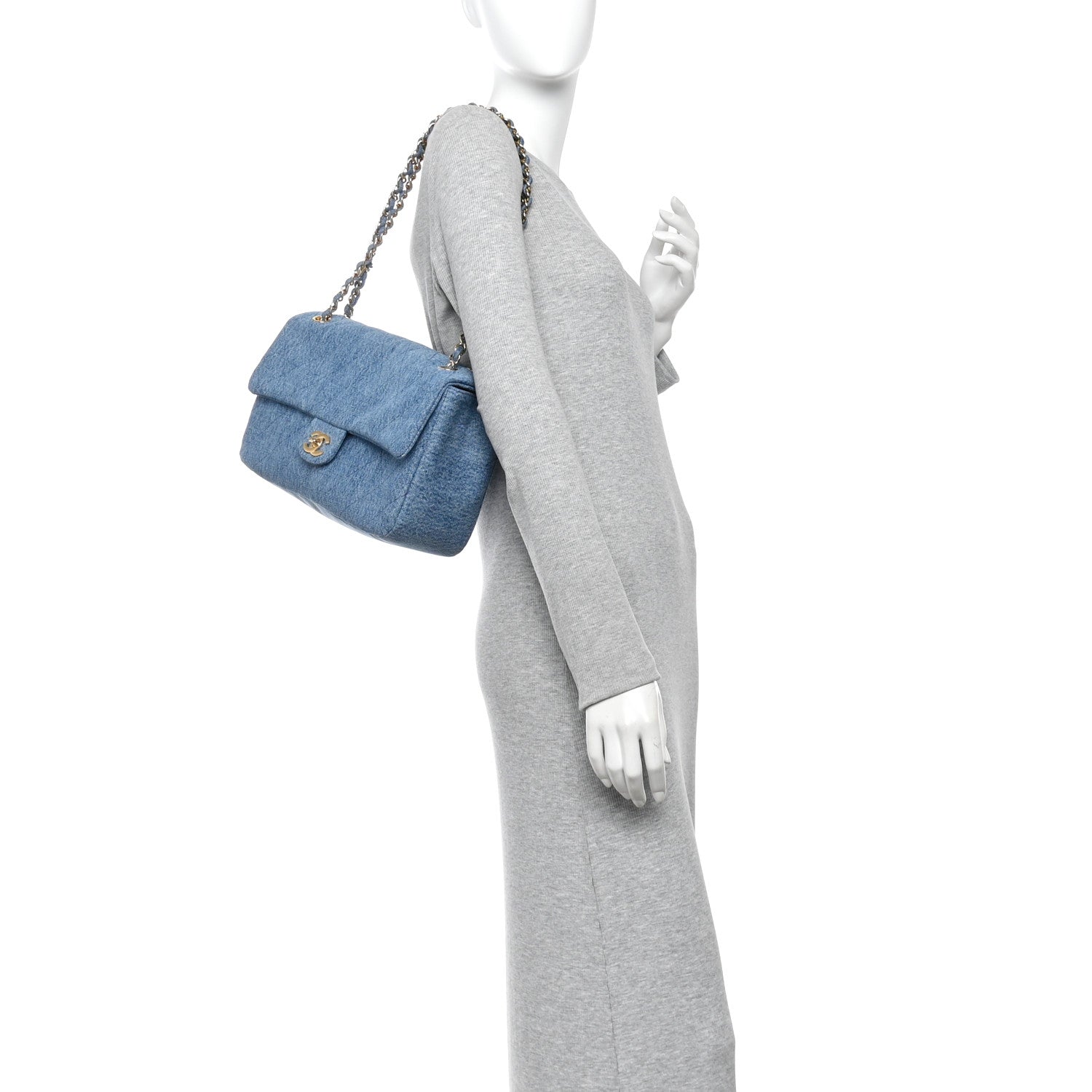 Denim Small Souplissimo Maxi Flap Blue — view 2