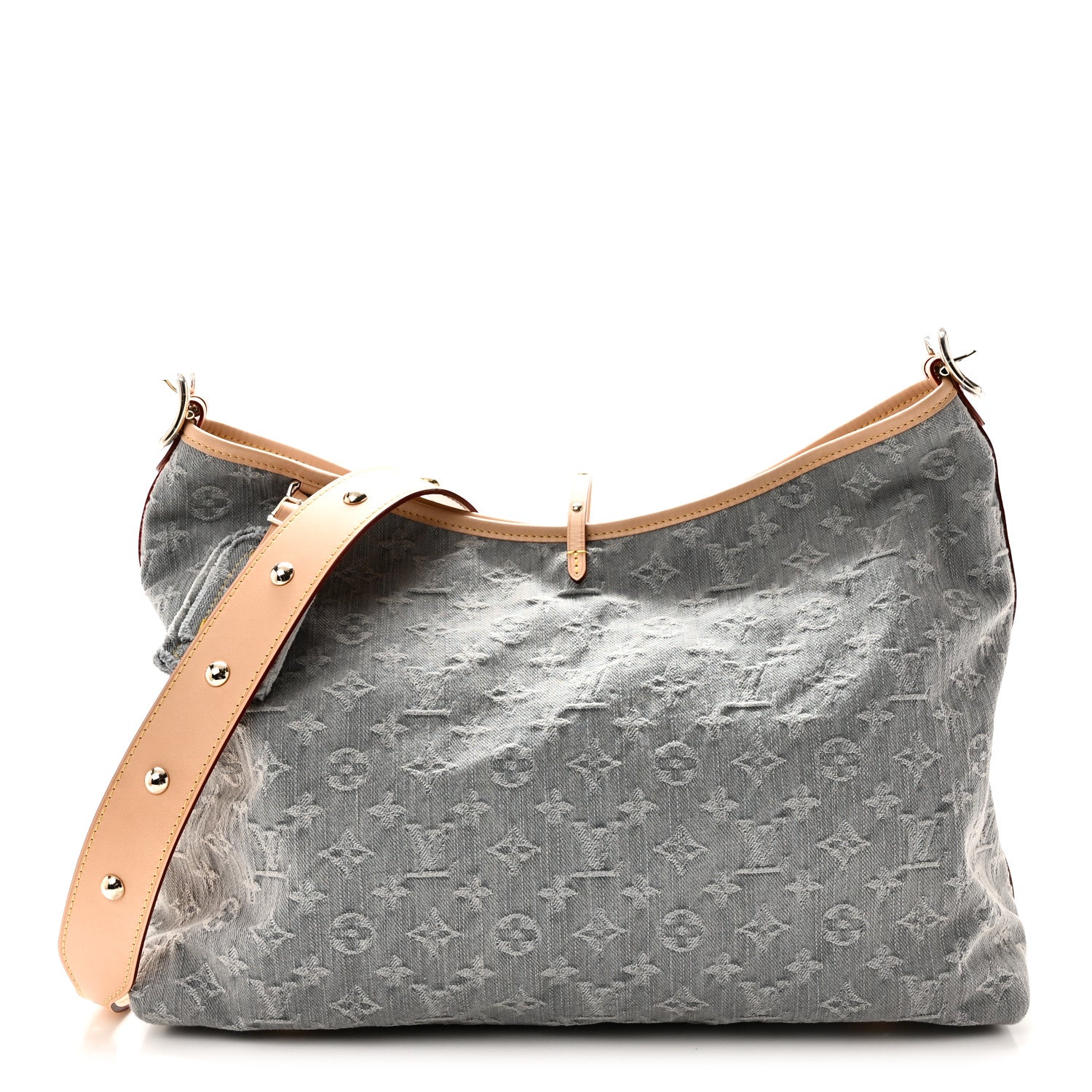 Monogram Denim CarryAll MM Washed Grey
