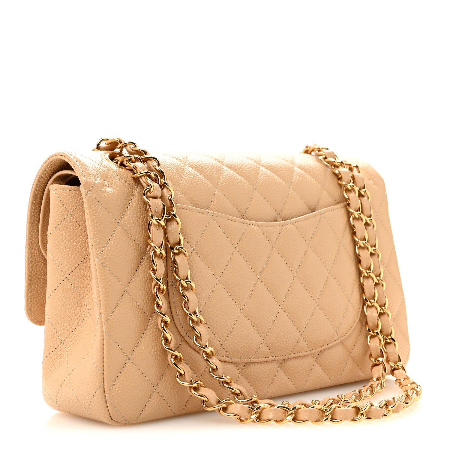 Caviar Quilted Medium Double Flap Beige — view 3