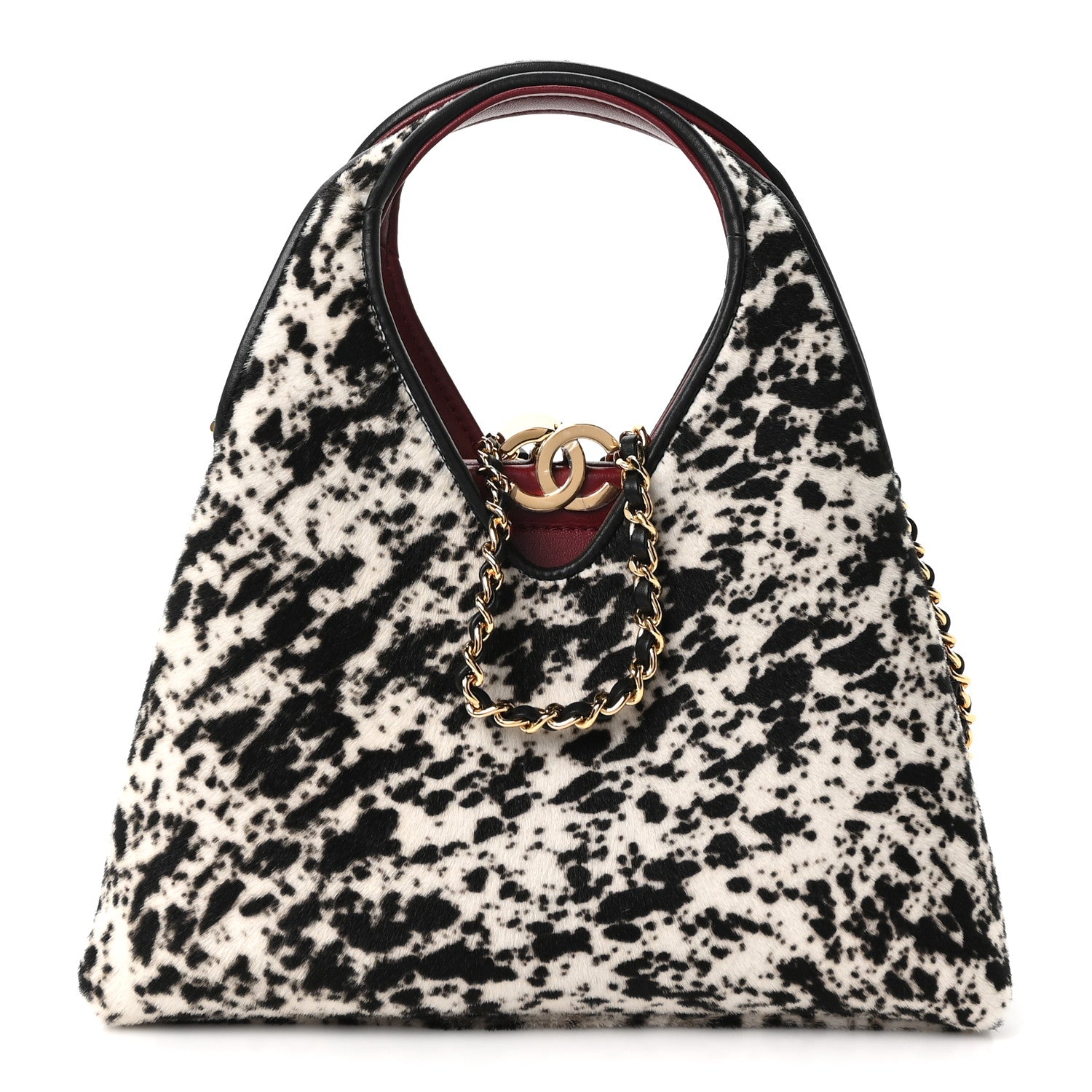 Pony Hair Printed Chic Lady Small Shopping Tote White Black — view 1