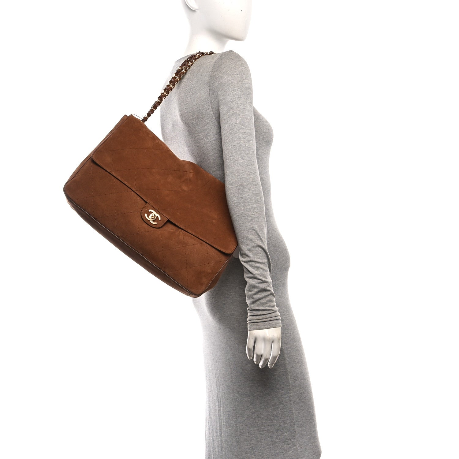 Suede Calfskin Souplissimo Maxi Flap Camel — view 2