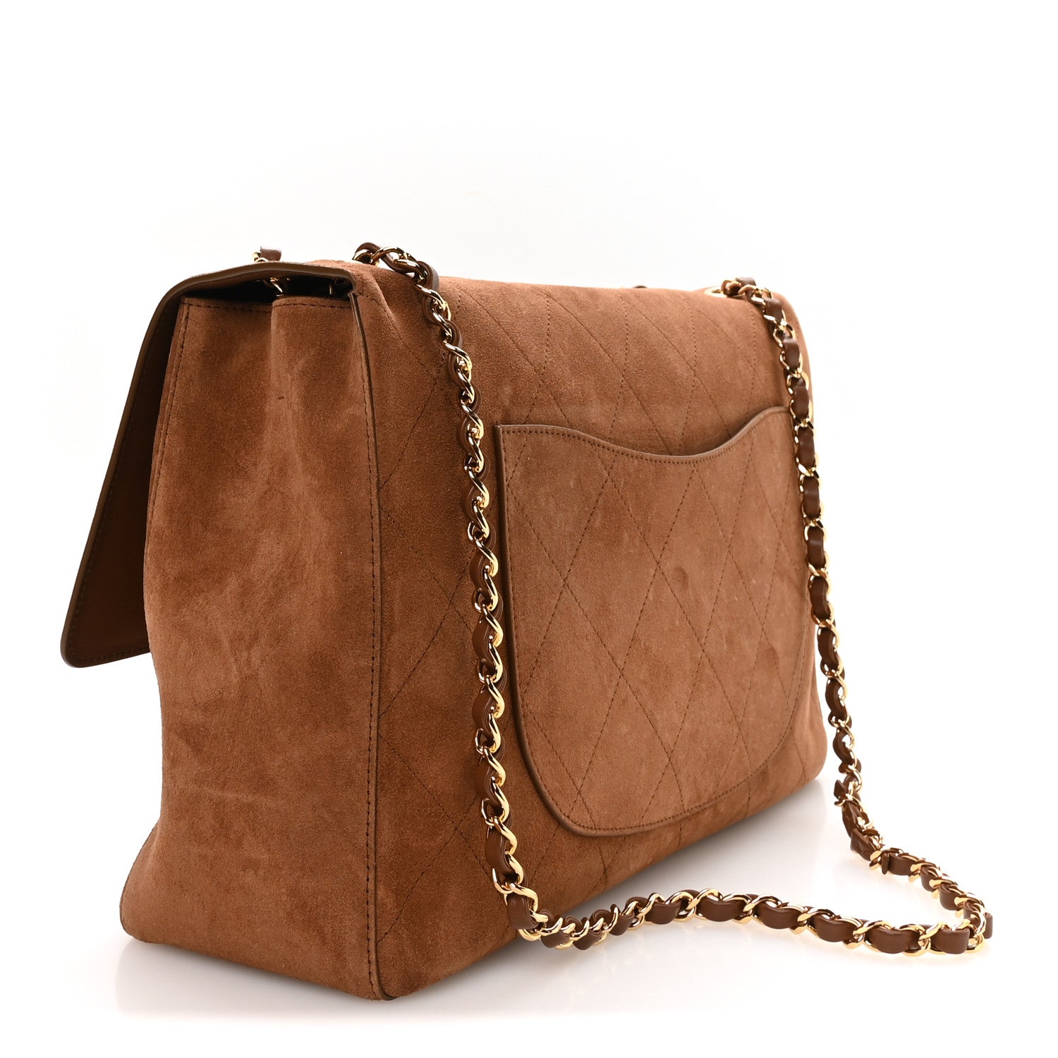 Suede Calfskin Souplissimo Maxi Flap Camel — view 3