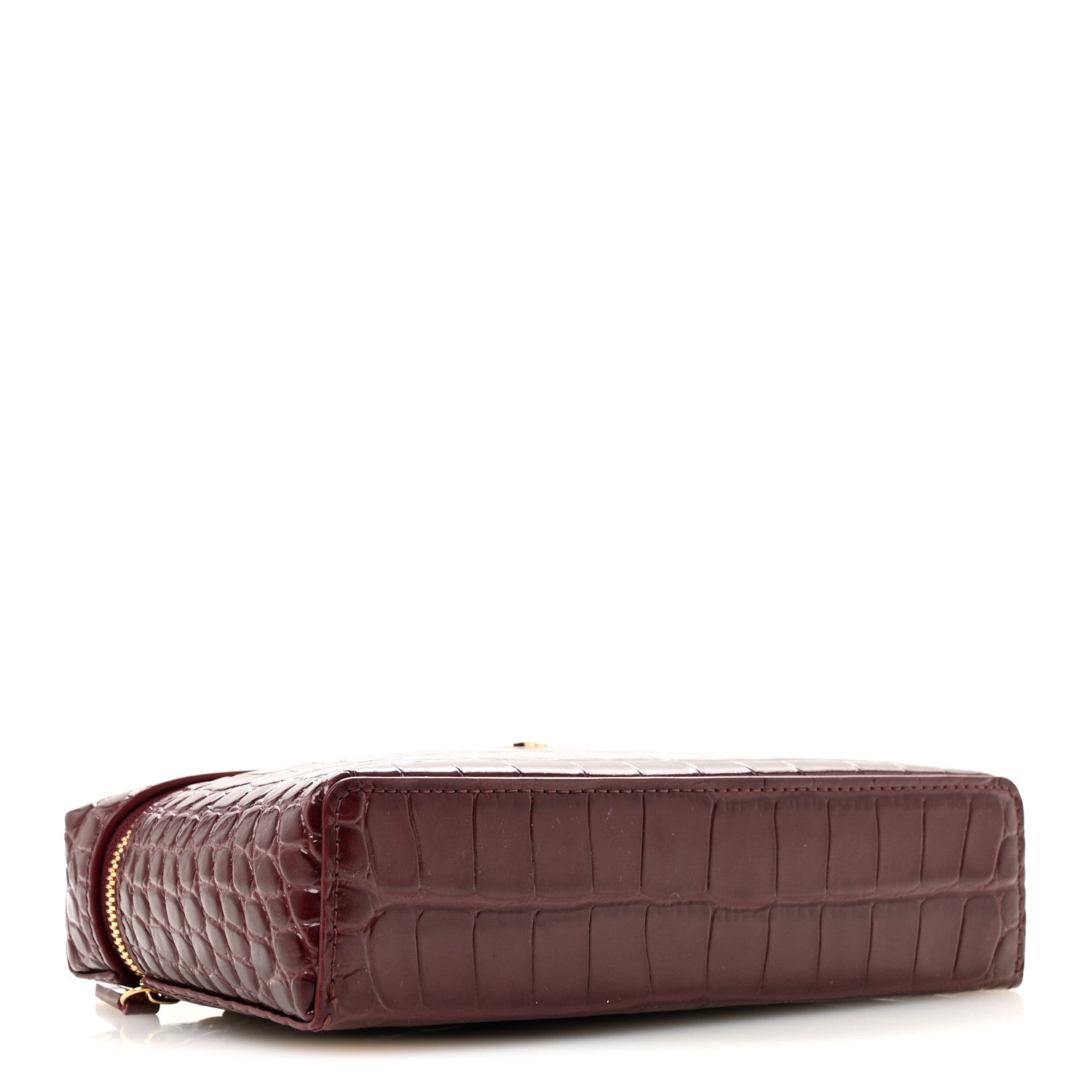 Calfskin Crocodile Embossed Crococo Exoticoco Vanity With Chain Dark Burgundy — view 4