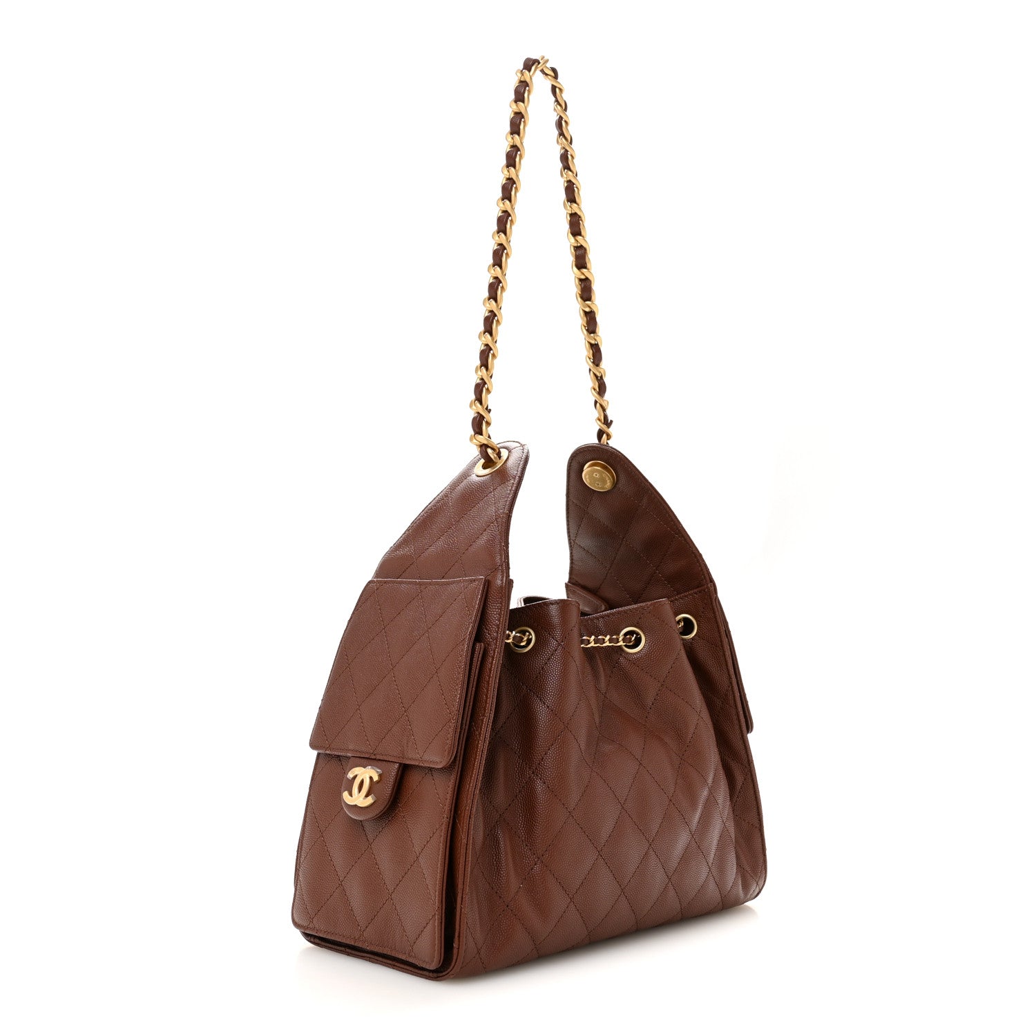 Caviar Quilted Small Chanel 25 Handbag Brown