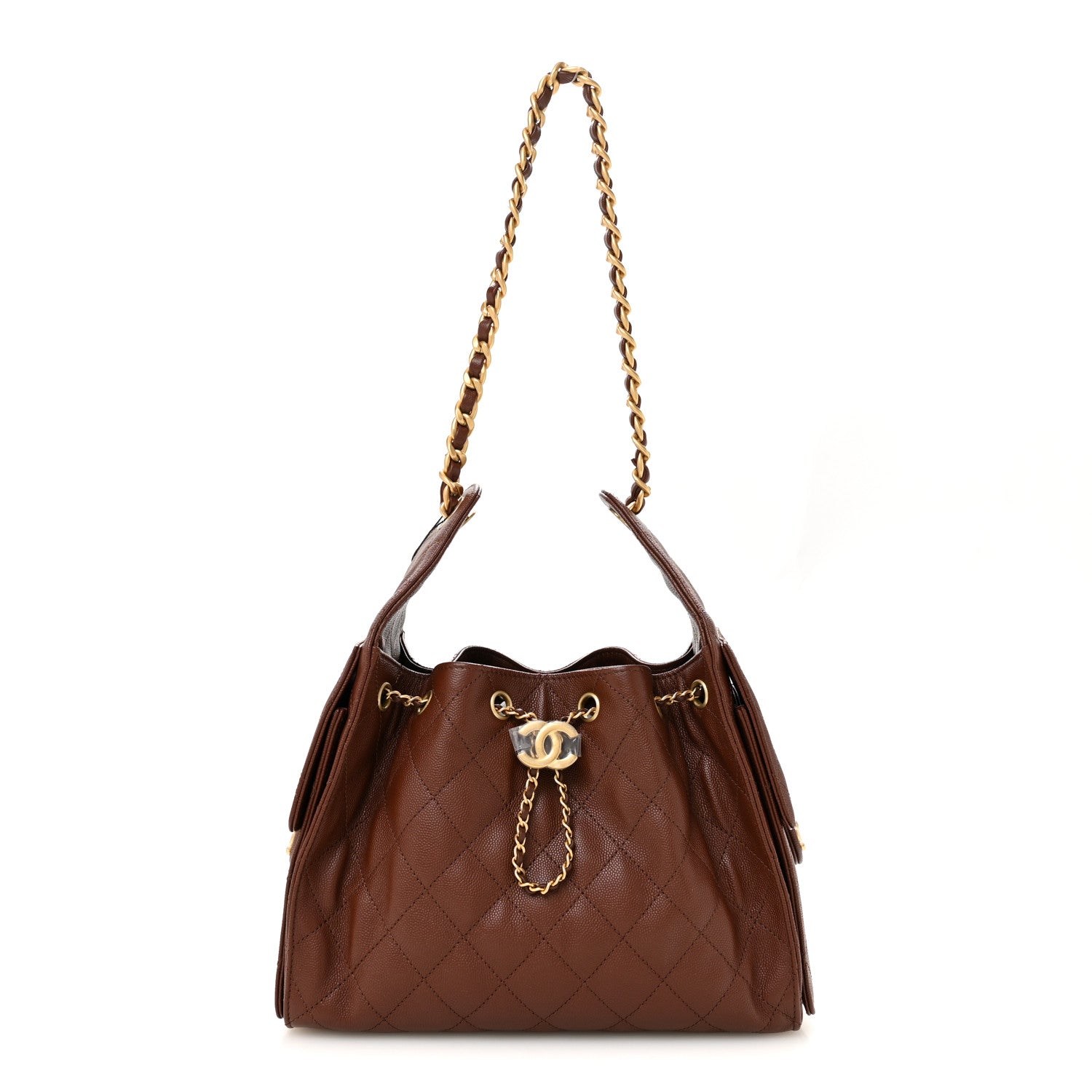 Caviar Quilted Small Chanel 25 Handbag Brown — view 3