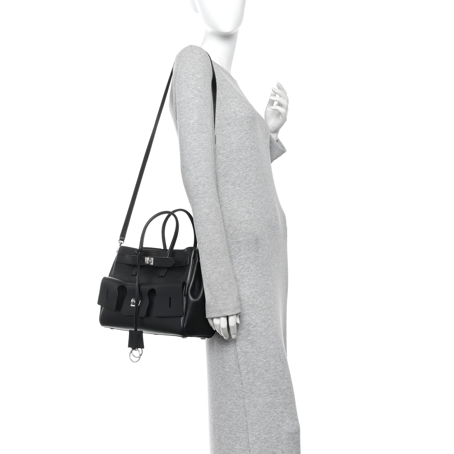 Smooth Calfskin Small Bel Air Carry All Bag Black — view 2