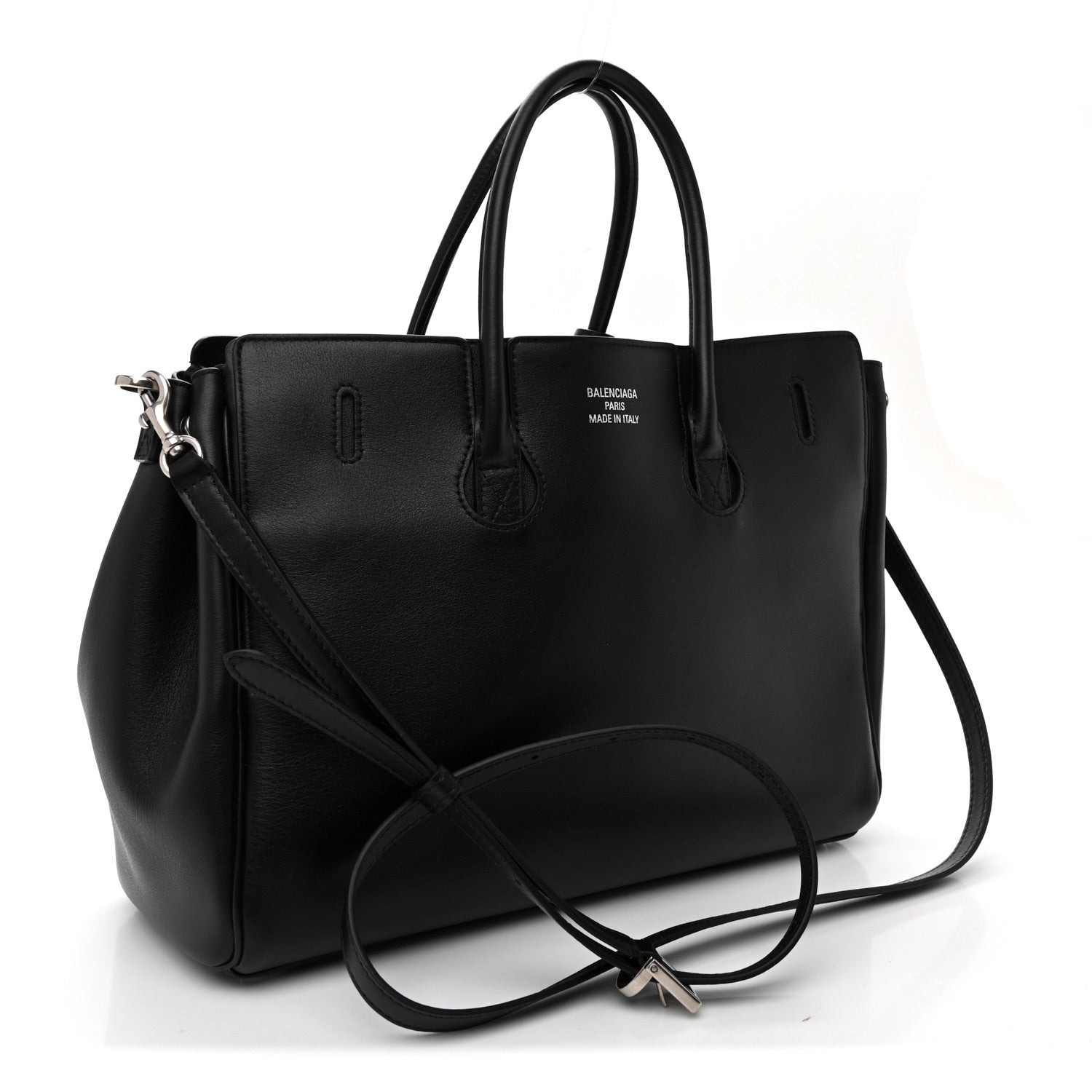 Smooth Calfskin Small Bel Air Carry All Bag Black — view 3