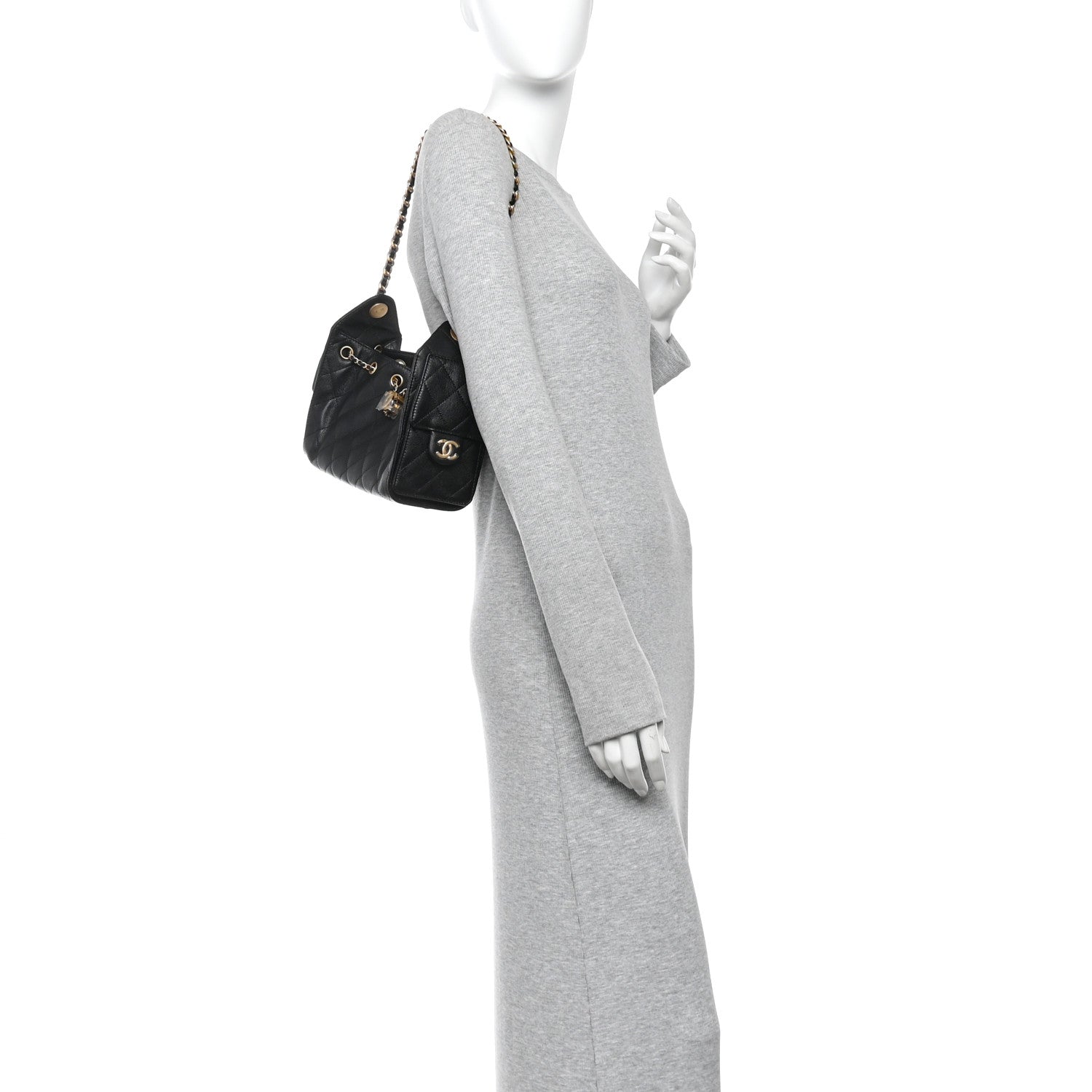 Caviar Quilted Mini Chanel 25 Handbag Black — view 2