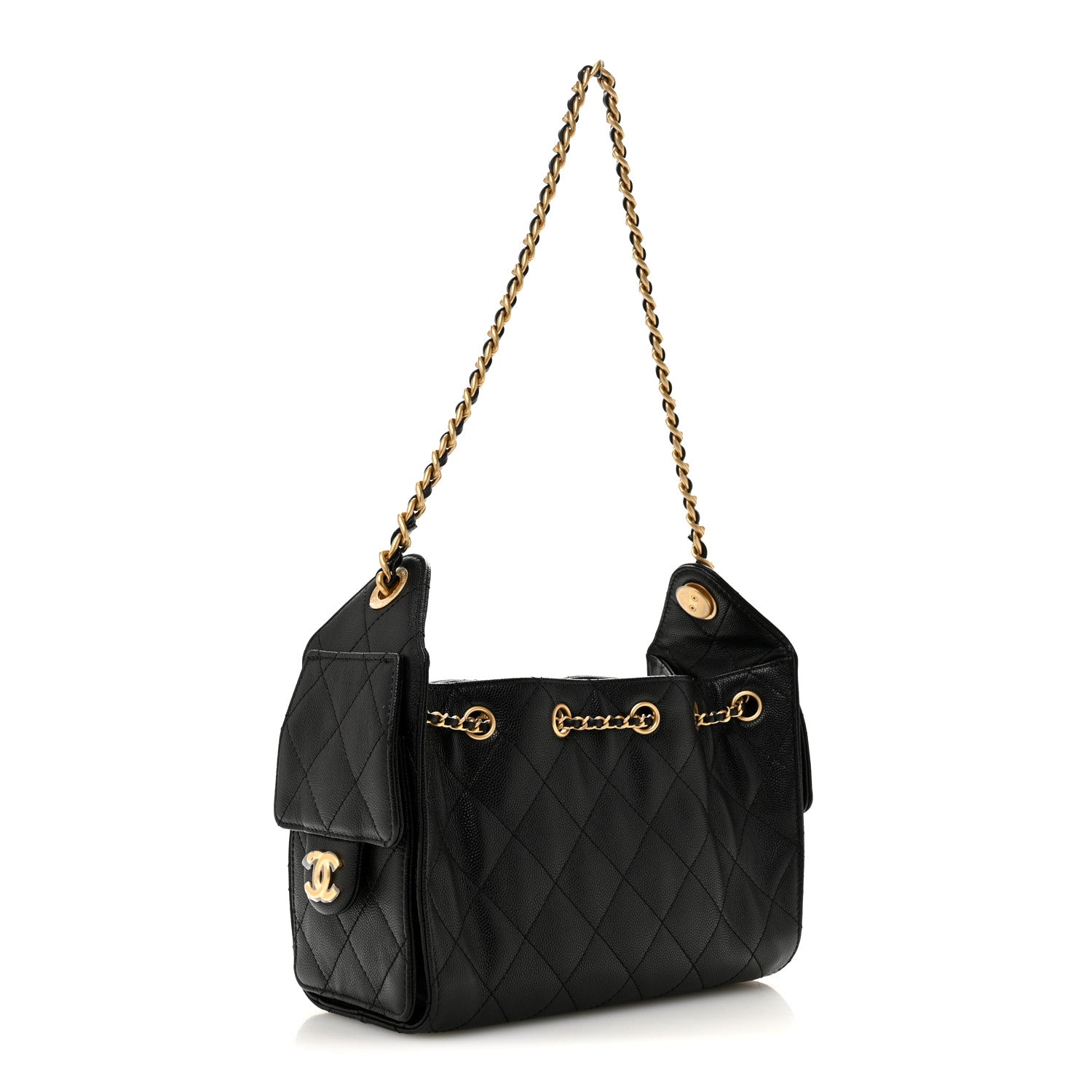 Caviar Quilted Mini Chanel 25 Handbag Black — view 3