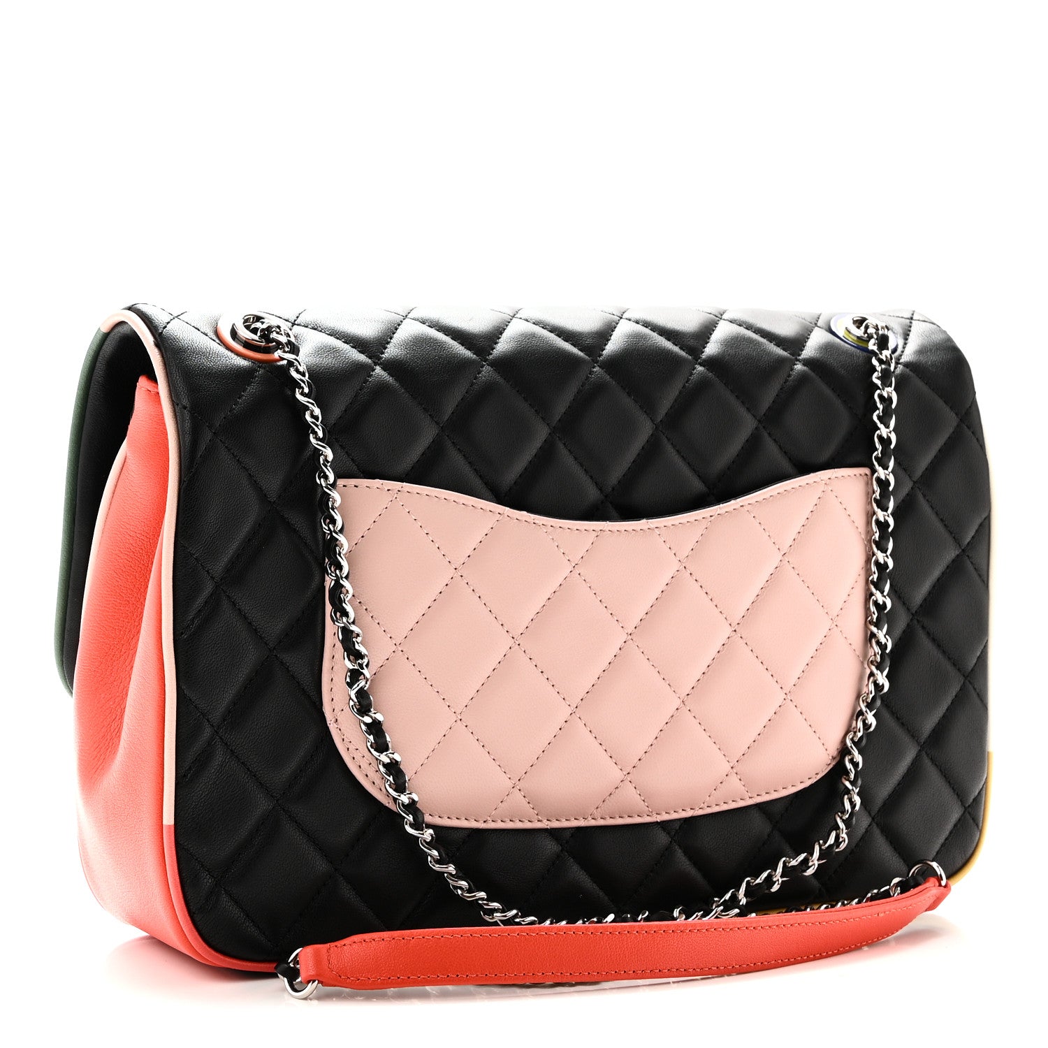 Lambskin Quilted Jumbo Cuba Color Flap Black — view 3