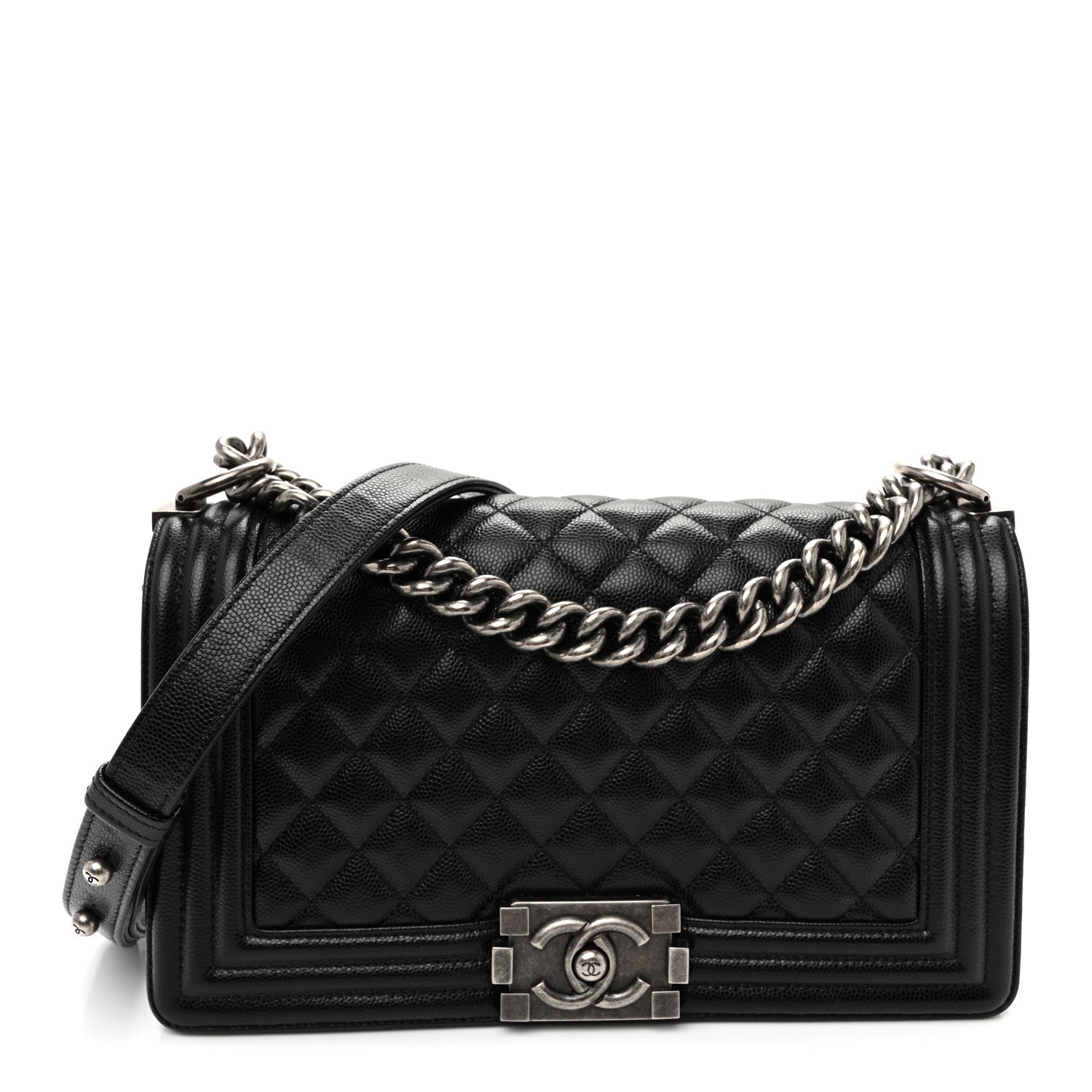 Caviar Quilted Medium Boy Flap Black