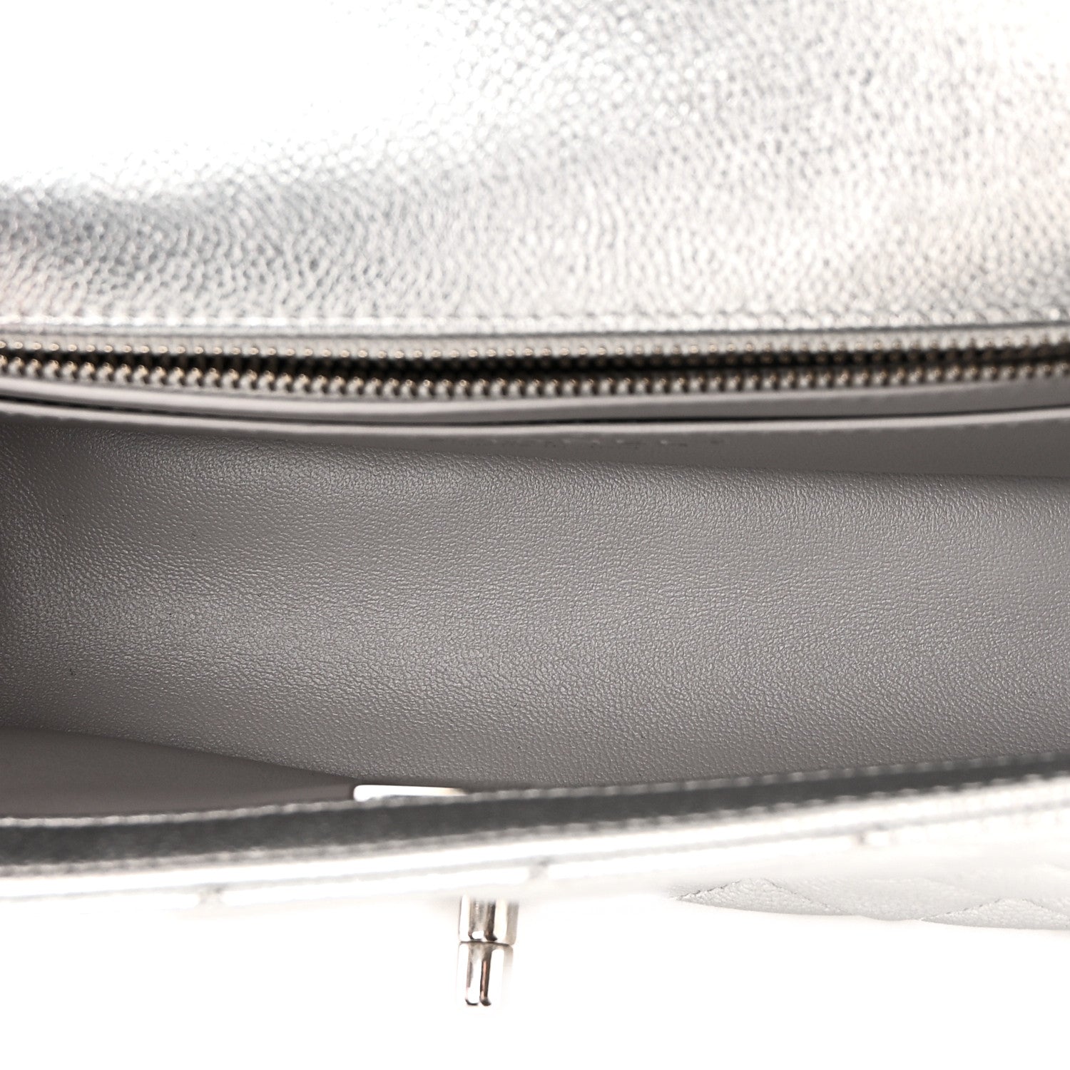 Metallic Caviar Quilted Mini Rectangular CC Slide Flap Silver — view 5