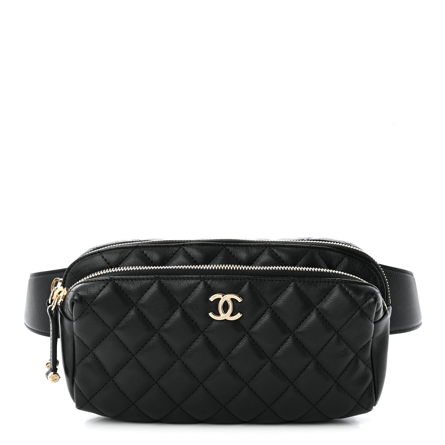 Calfskin Quilted Waist Bag Black